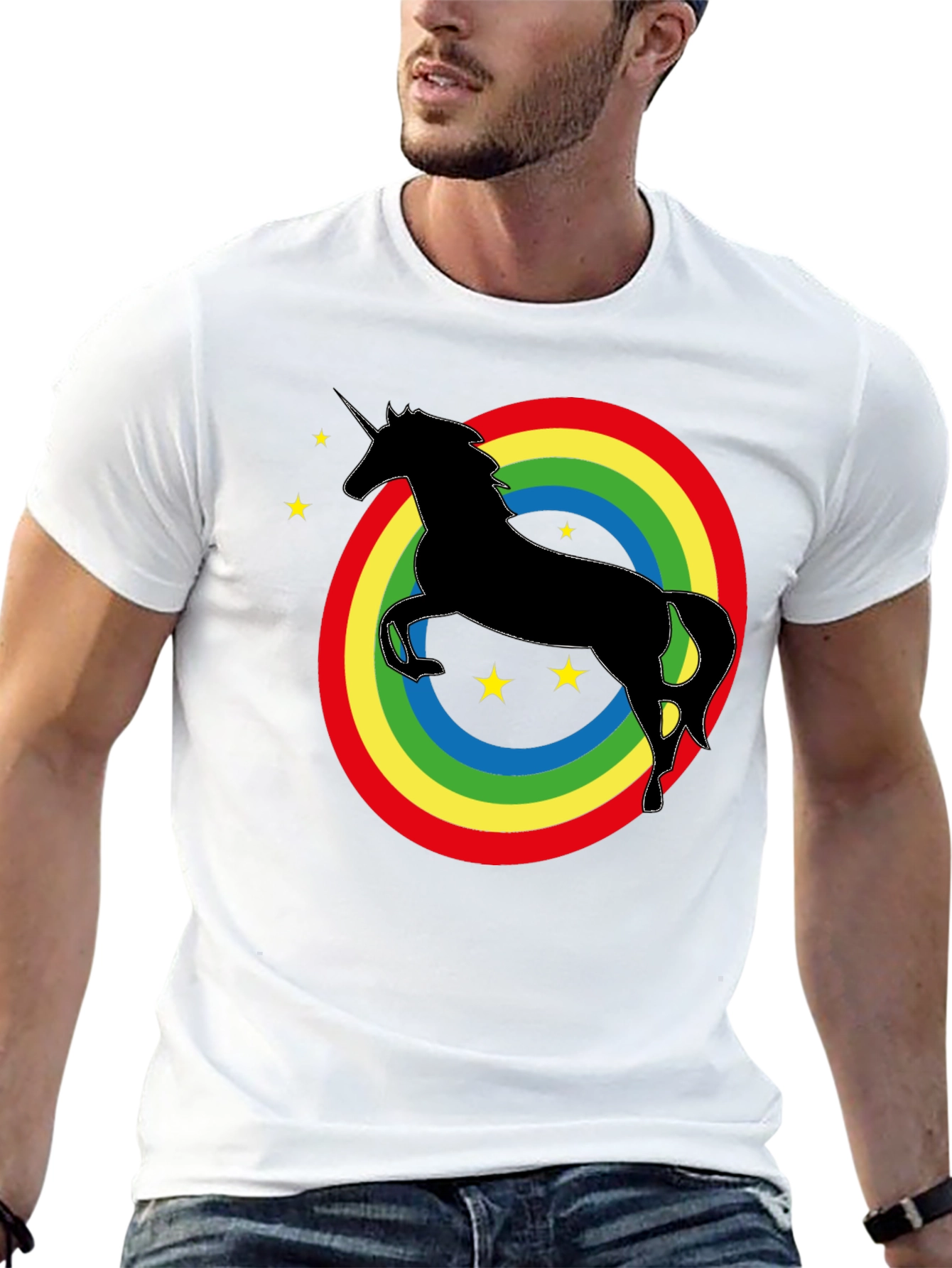 Rainbow Unicorn Graphic Tee - Black