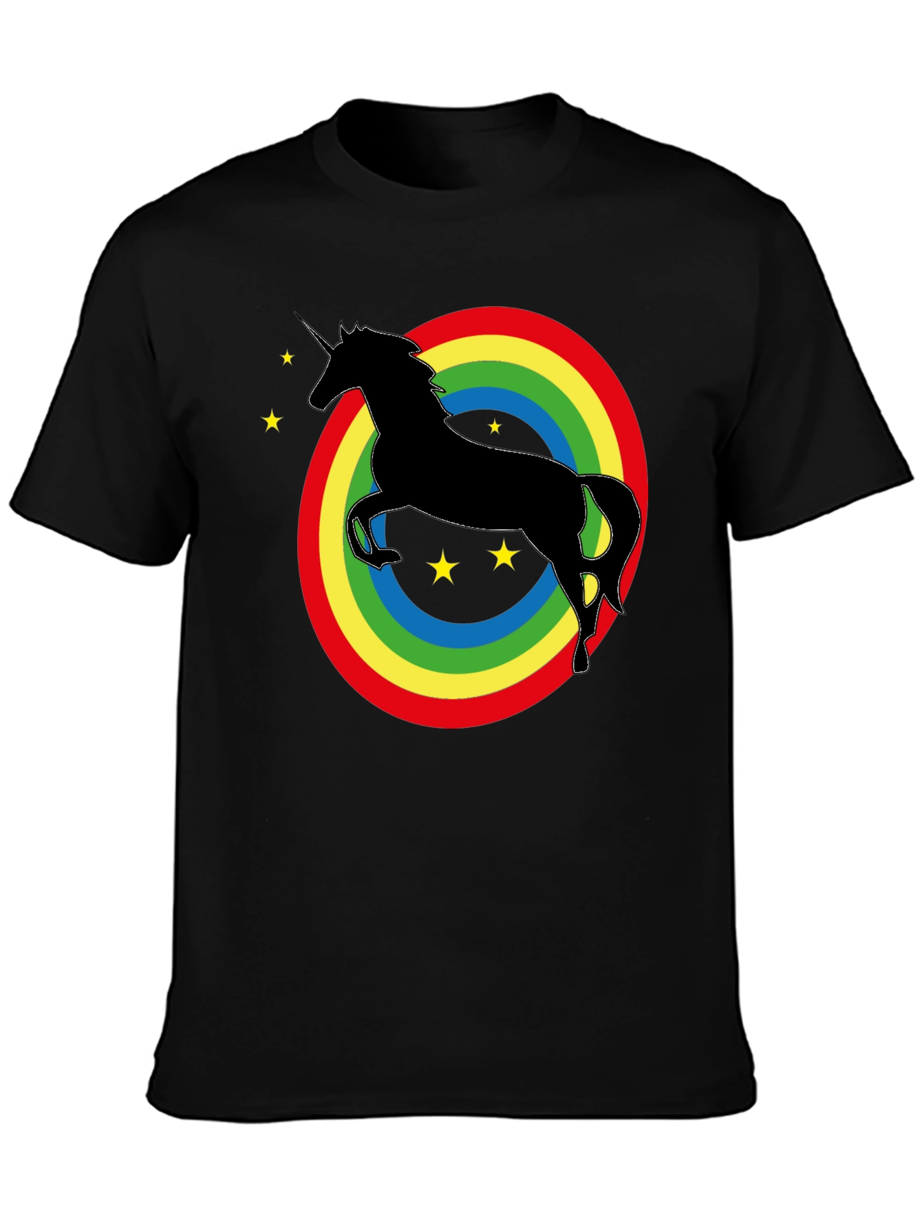 Rainbow Unicorn Graphic Tee - Black