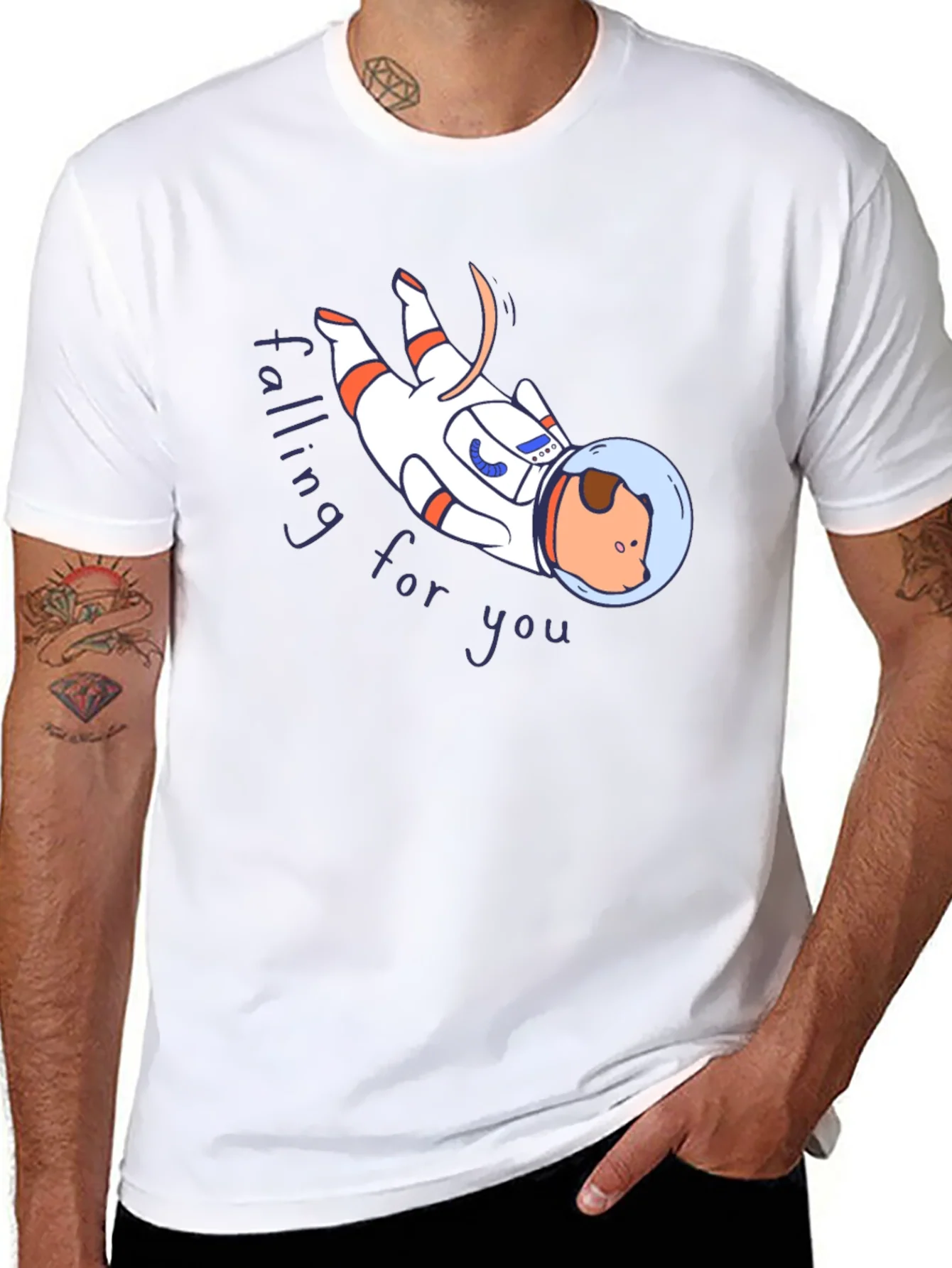 Astronaut Dog Graphic T-Shirt - Falling for You
