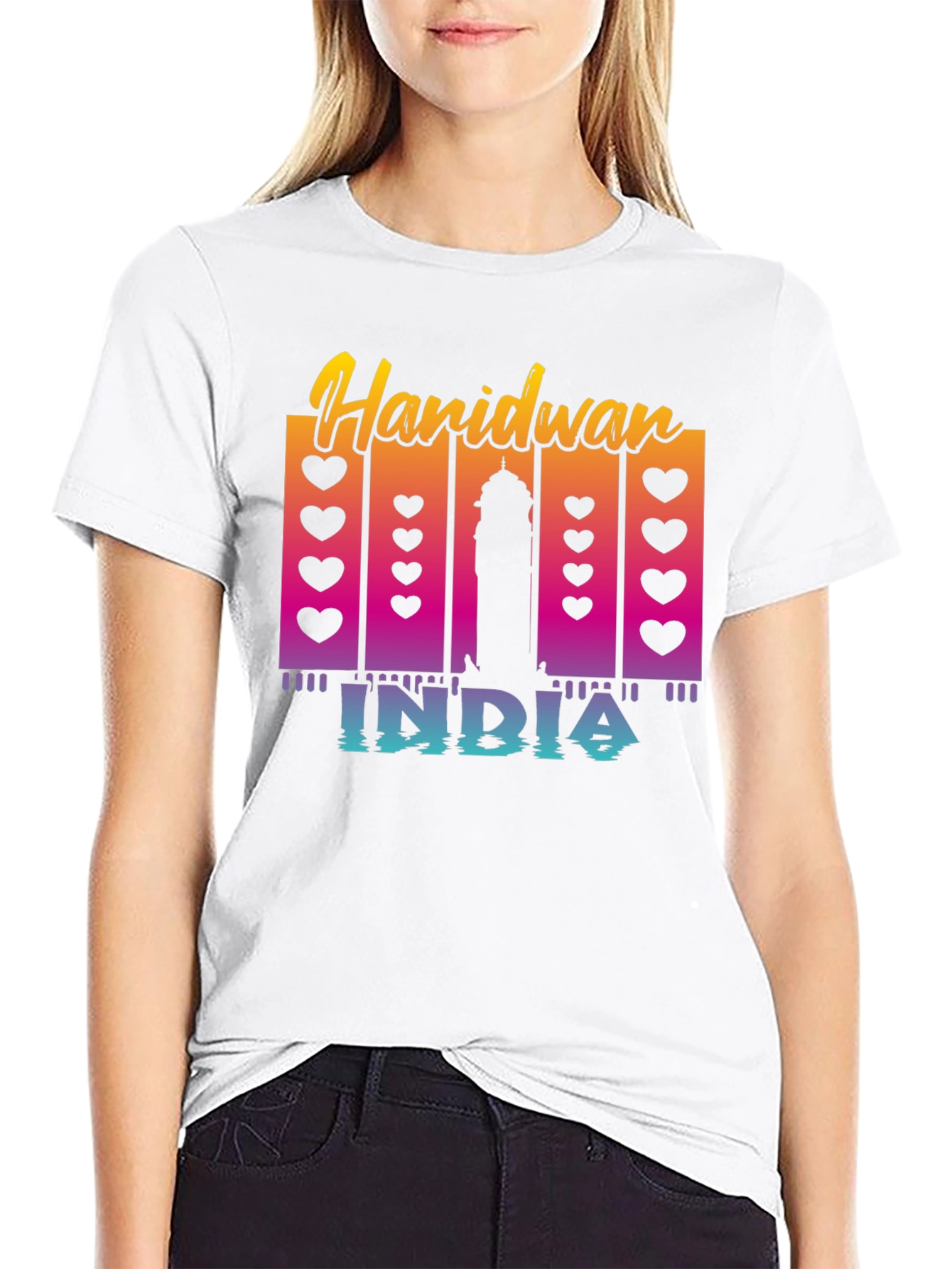 Haridwan India T-Shirt: Heart & Silhouette Design