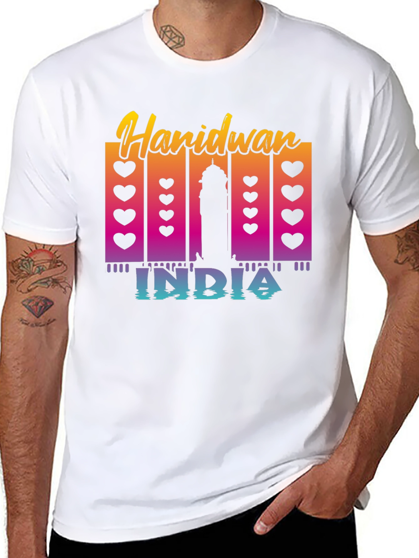 Haridwan India T-Shirt: Heart & Silhouette Design
