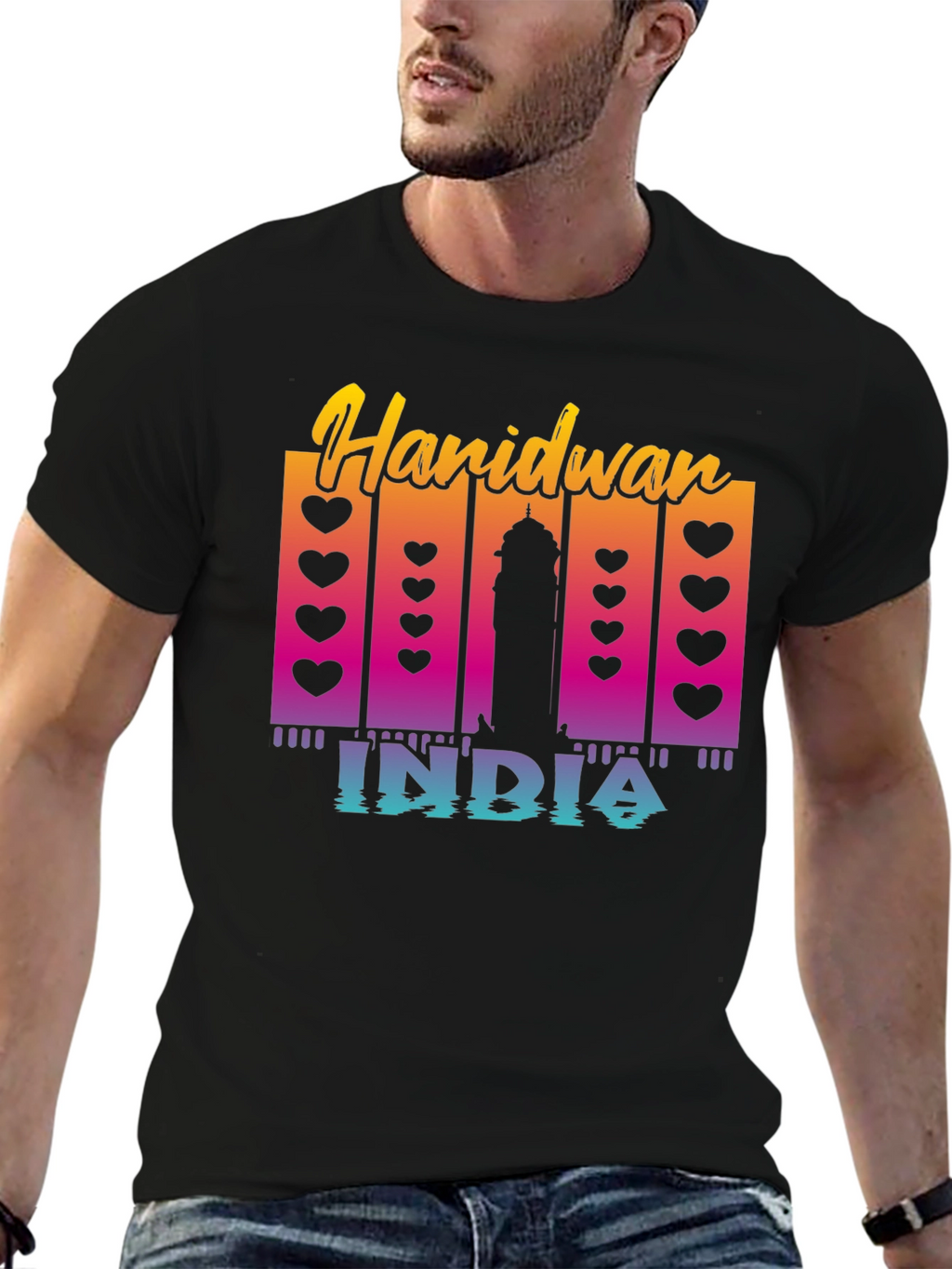 Haridwan India T-Shirt: Heart & Silhouette Design