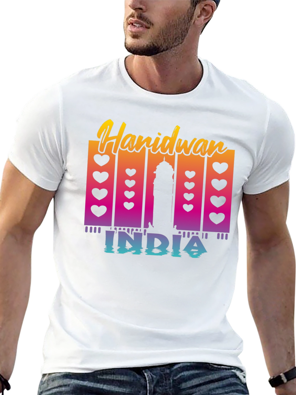 Haridwan India T-Shirt: Heart & Silhouette Design