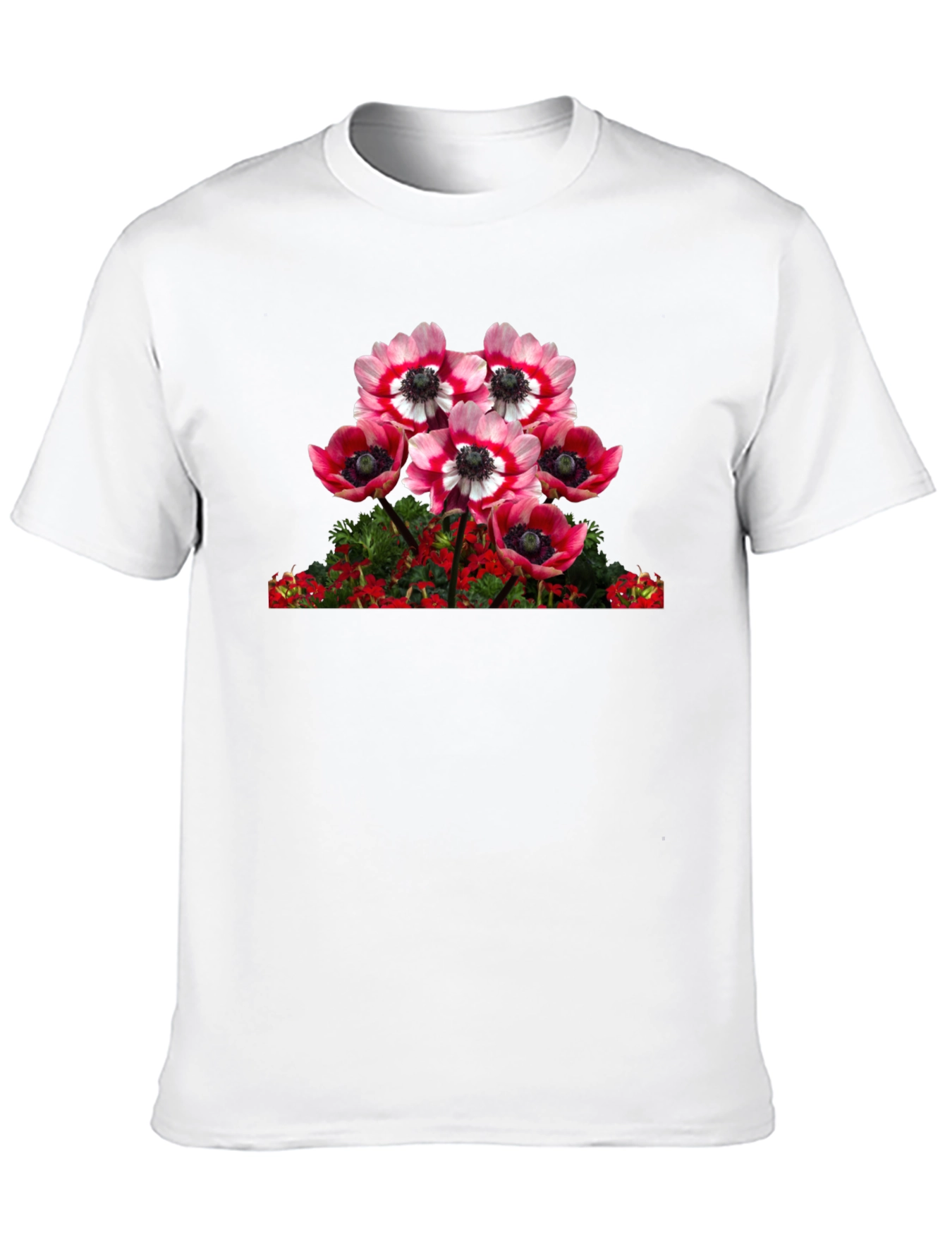 Floral Anemone Graphic Tee - Black Cotton Blend