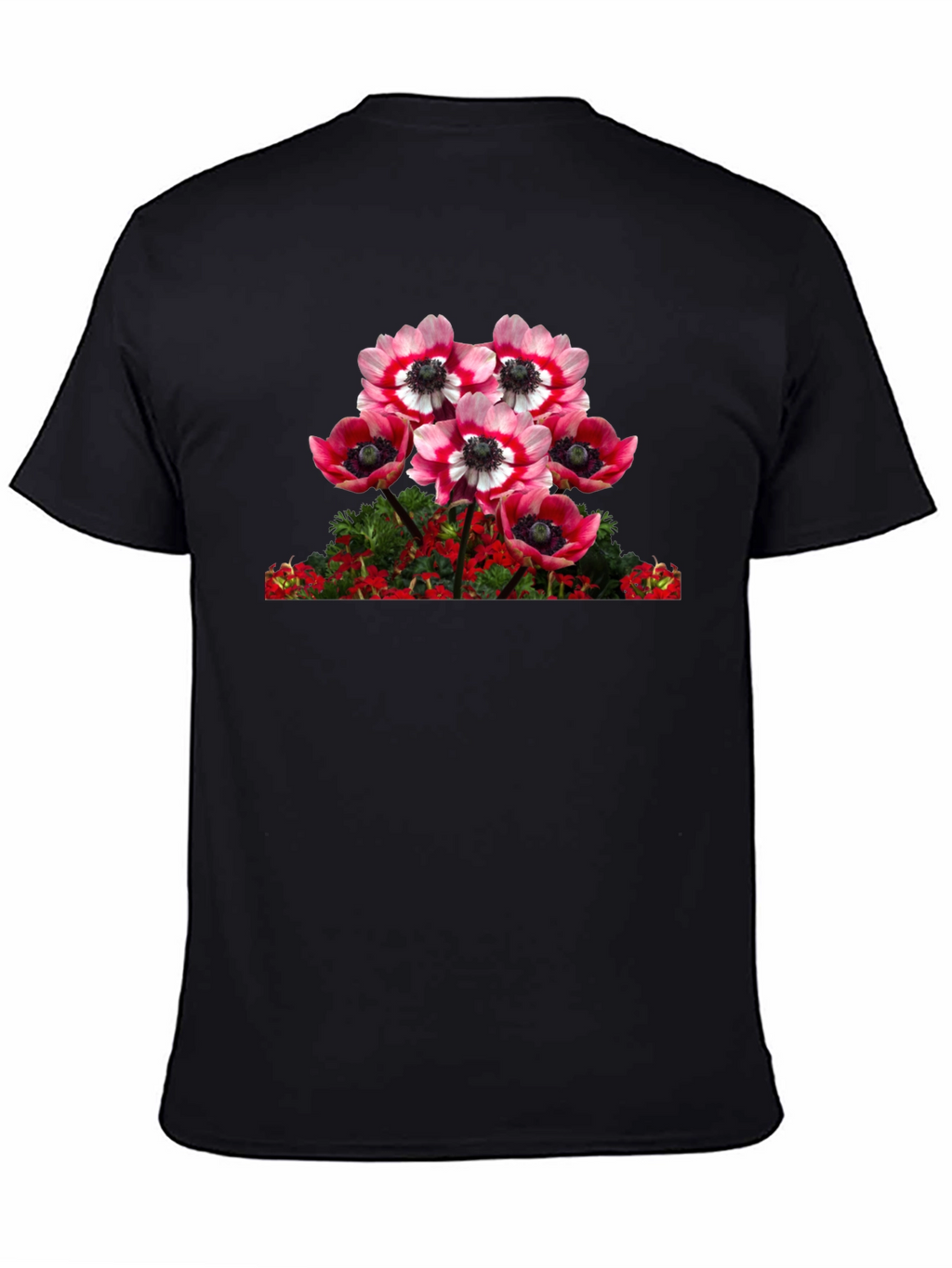 Floral Anemone Graphic Tee - Black Cotton Blend