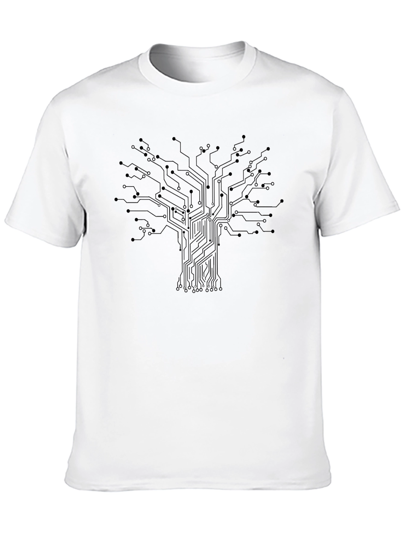 Tech Tree Black T-Shirt - Modern Circuit Board Design