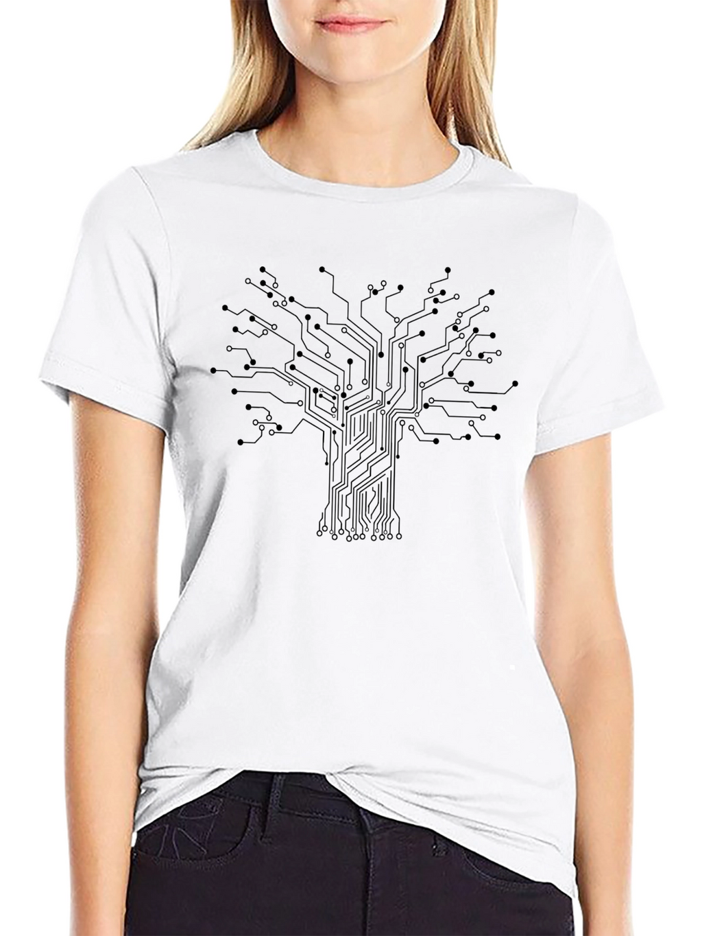 Tech Tree Black T-Shirt - Modern Circuit Board Design
