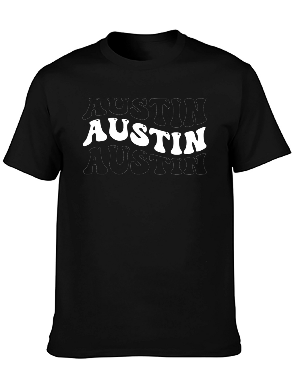 Retro Austin Graphic Tee - Trendy Black T-Shirt