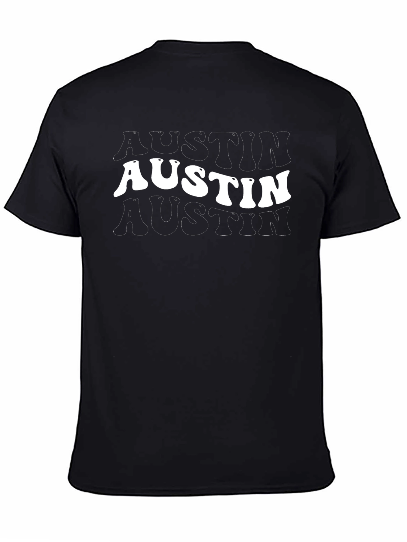Retro Austin Graphic Tee - Trendy Black T-Shirt