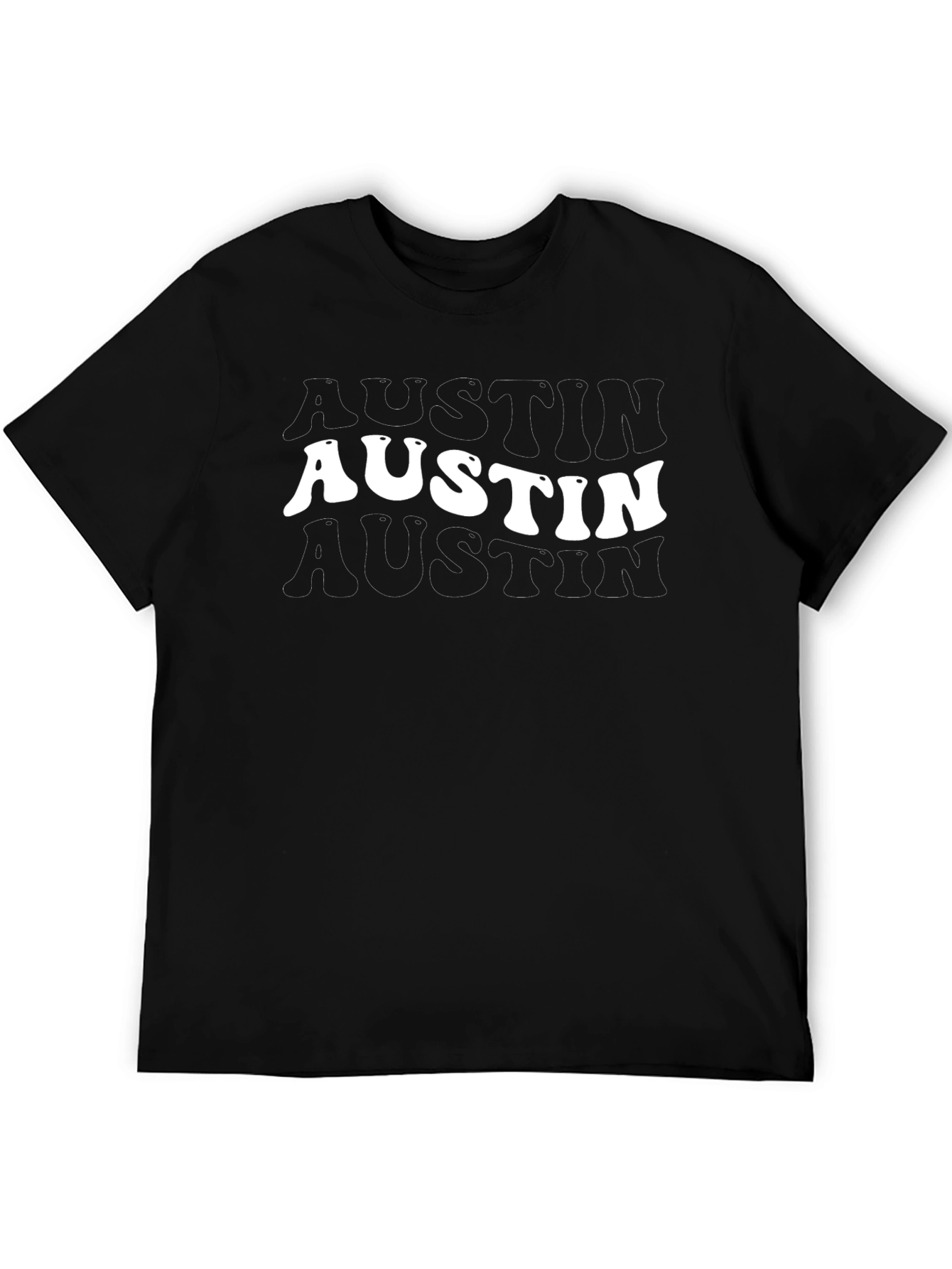 Retro Austin Graphic Tee - Trendy Black T-Shirt