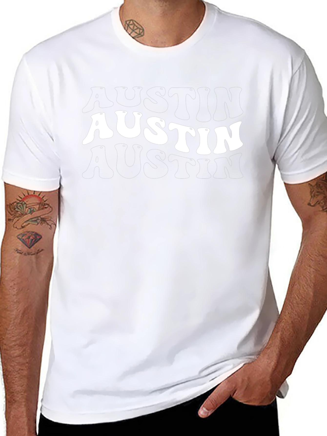 Retro Austin Graphic Tee - Trendy Black T-Shirt