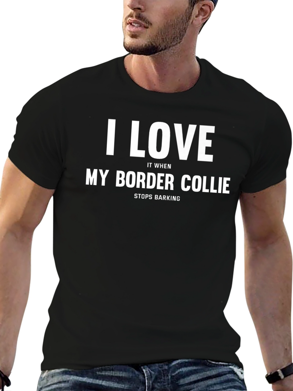 I Love My Border Collie Black T-Shirt