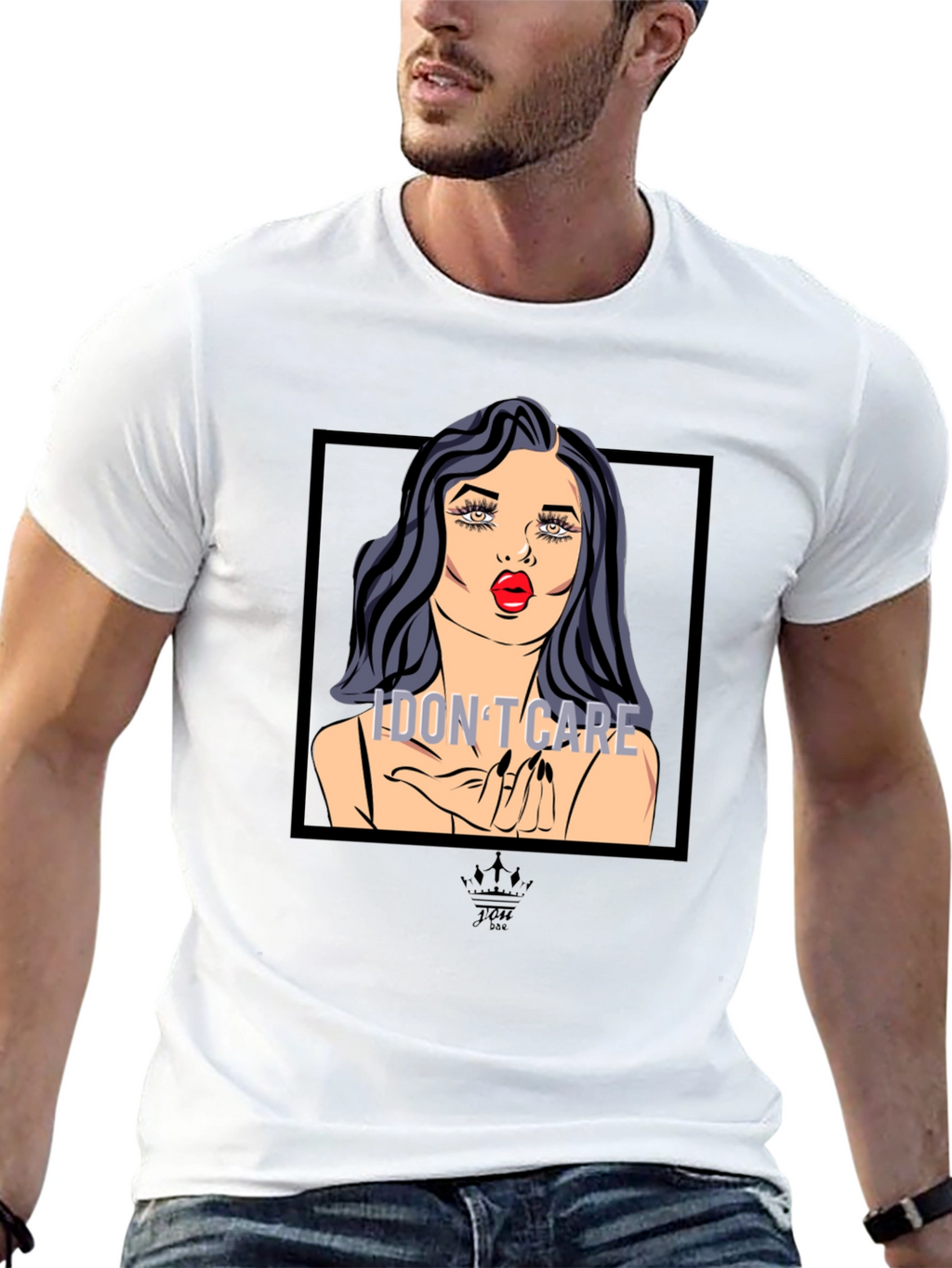 I Dont Care Pop Art Graphic Tee - Black