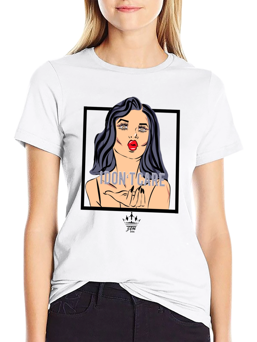I Dont Care Pop Art Graphic Tee - Black