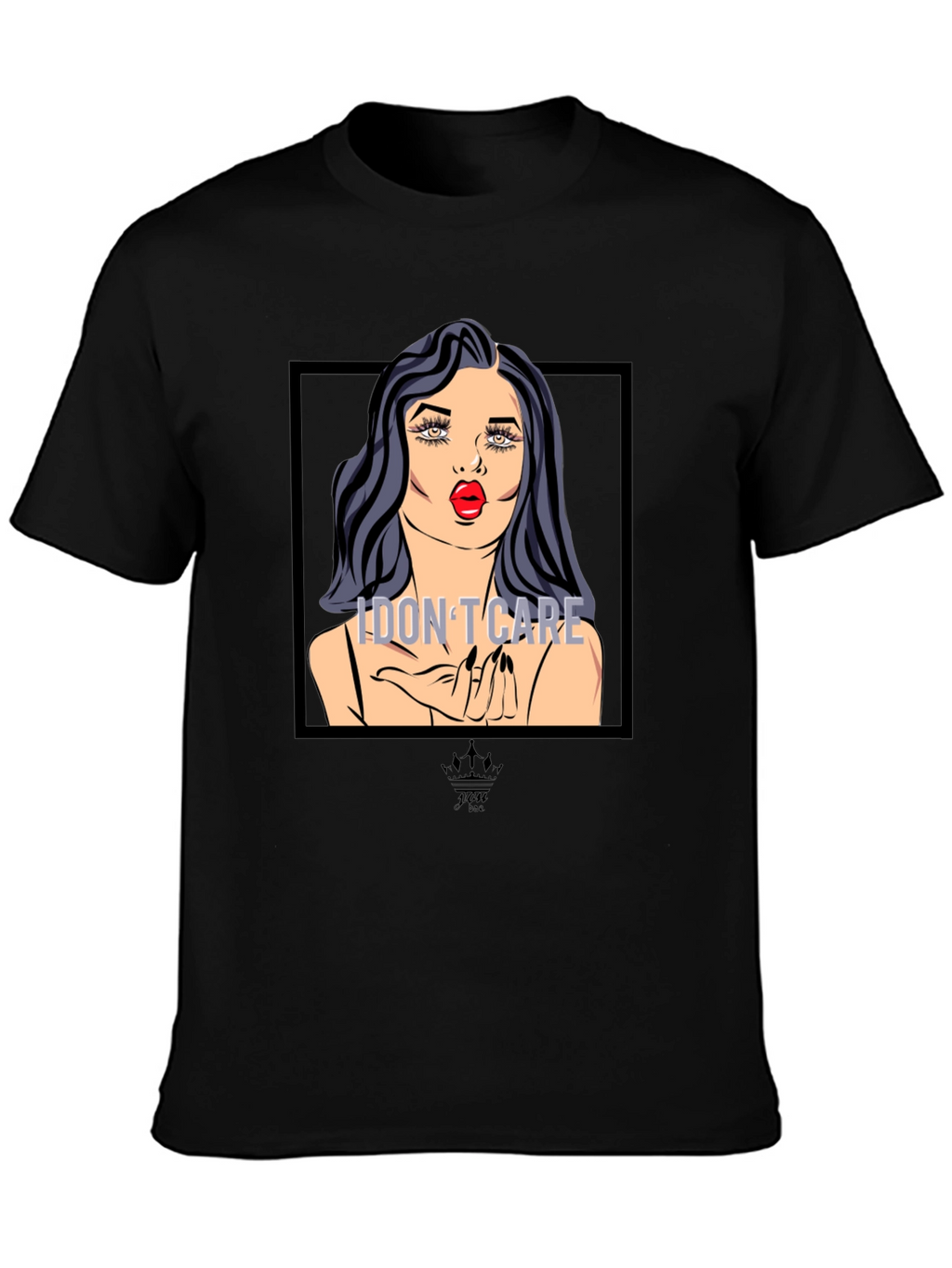 I Dont Care Pop Art Graphic Tee - Black