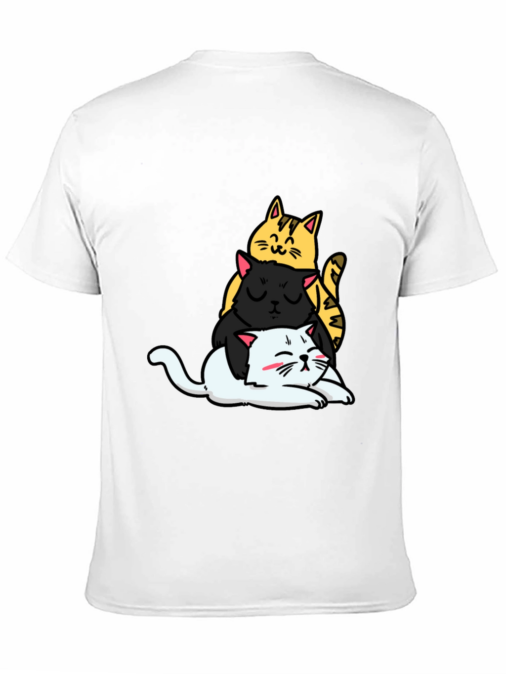 Stacked Cats Graphic Tee - Black Cotton T-Shirt