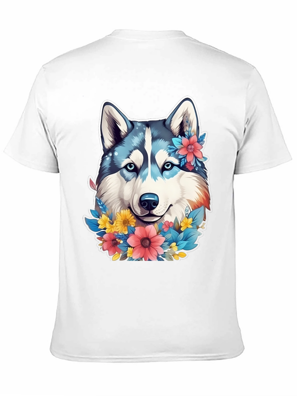 Floral Husky Graphic Tee - Unisex Black T-Shirt