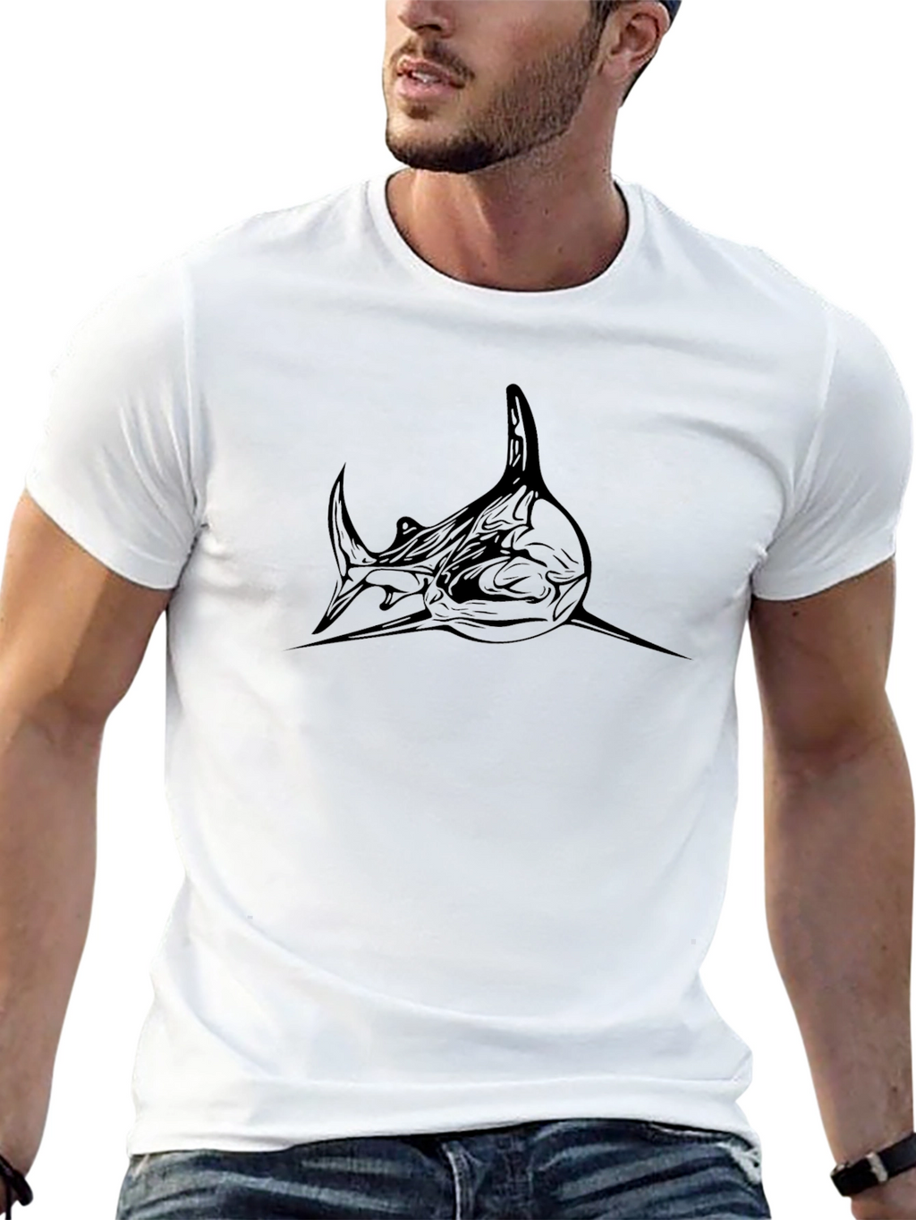 Black Shark Graphic Tee - Mens Stylish Casual Shirt