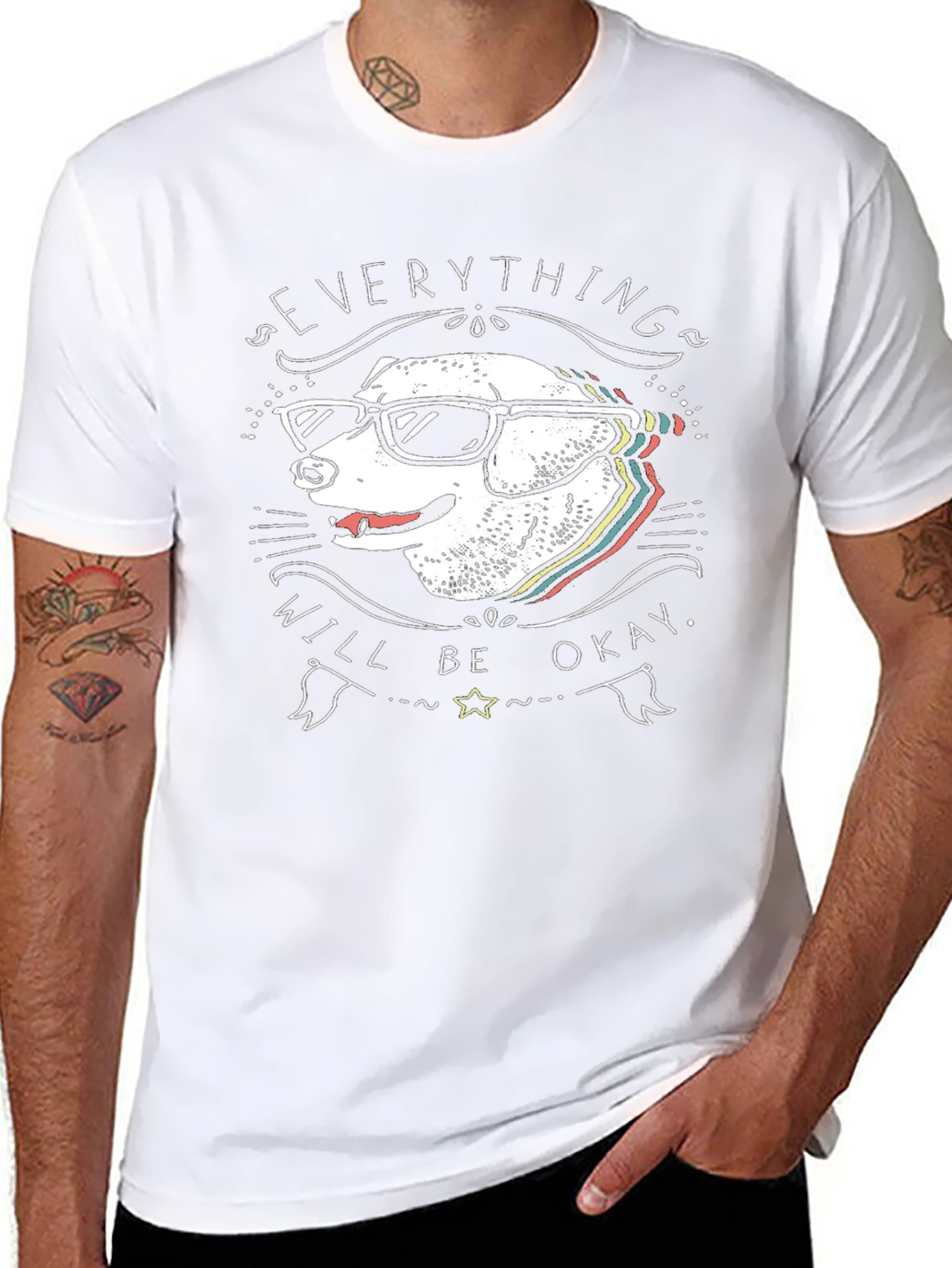 Dog with Glasses T-Shirt - Everything Will Be Okay