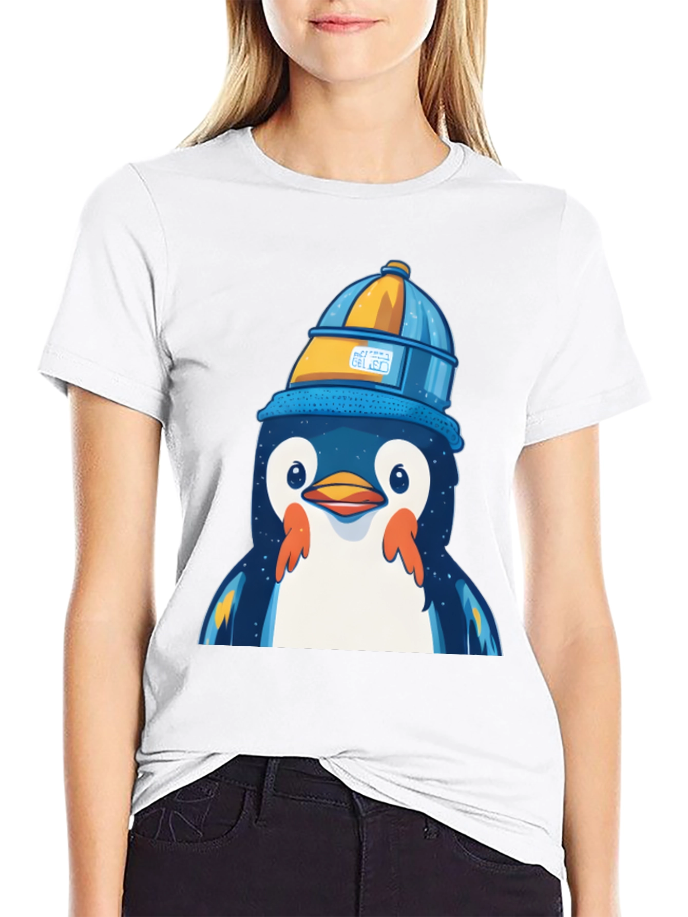 Penguin in a Bucket Hat Graphic Tee