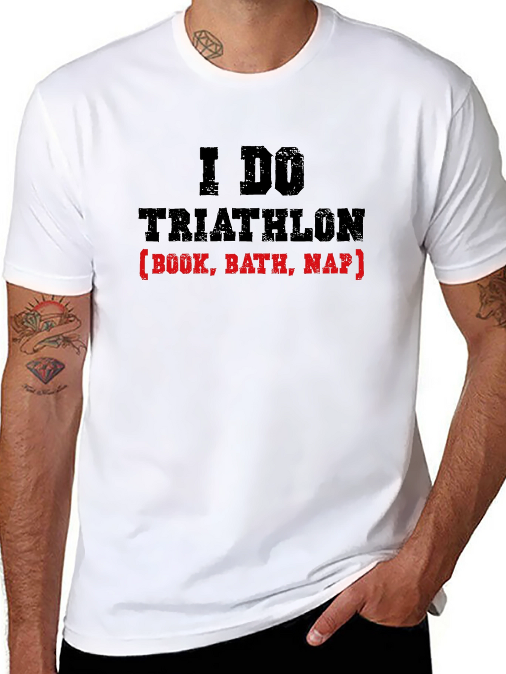 Funny Triathlon Book Bath Nap T-Shirt