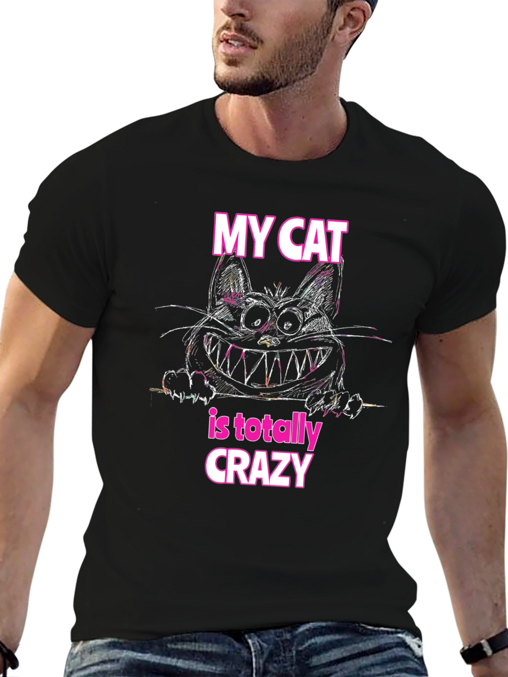 Crazy Cat Graphic T-Shirt - Soft Cotton Tee