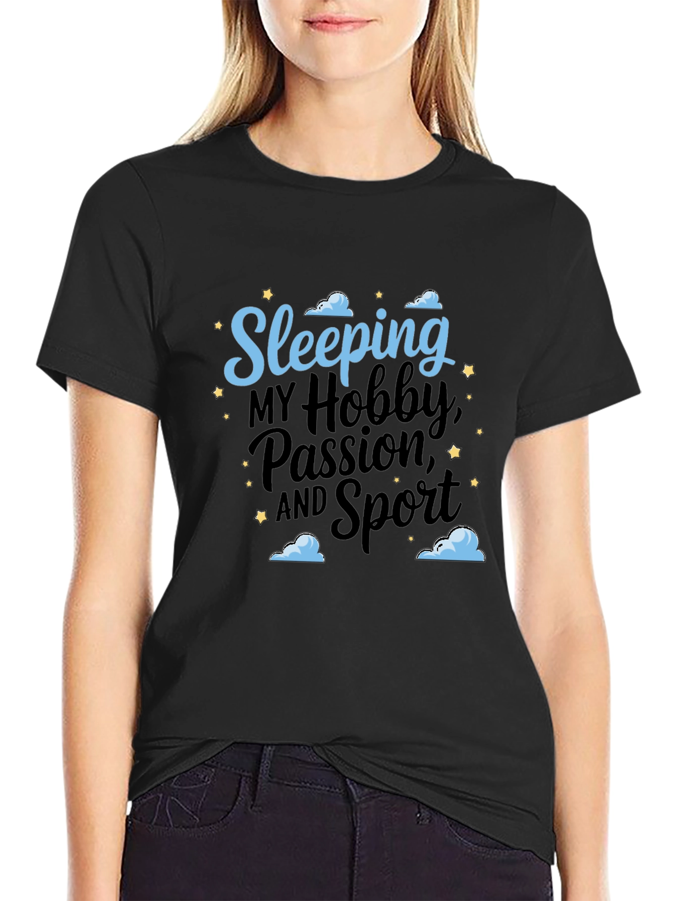 Sleeping Hobby Passion Sport Black T-Shirt