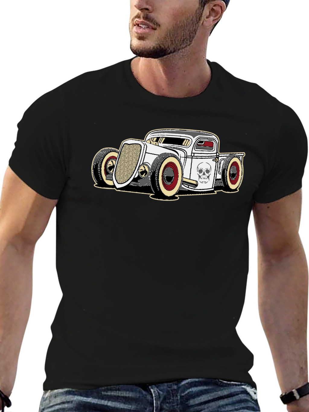 Hot Rod Graphic Tee - Skull Car T-Shirt