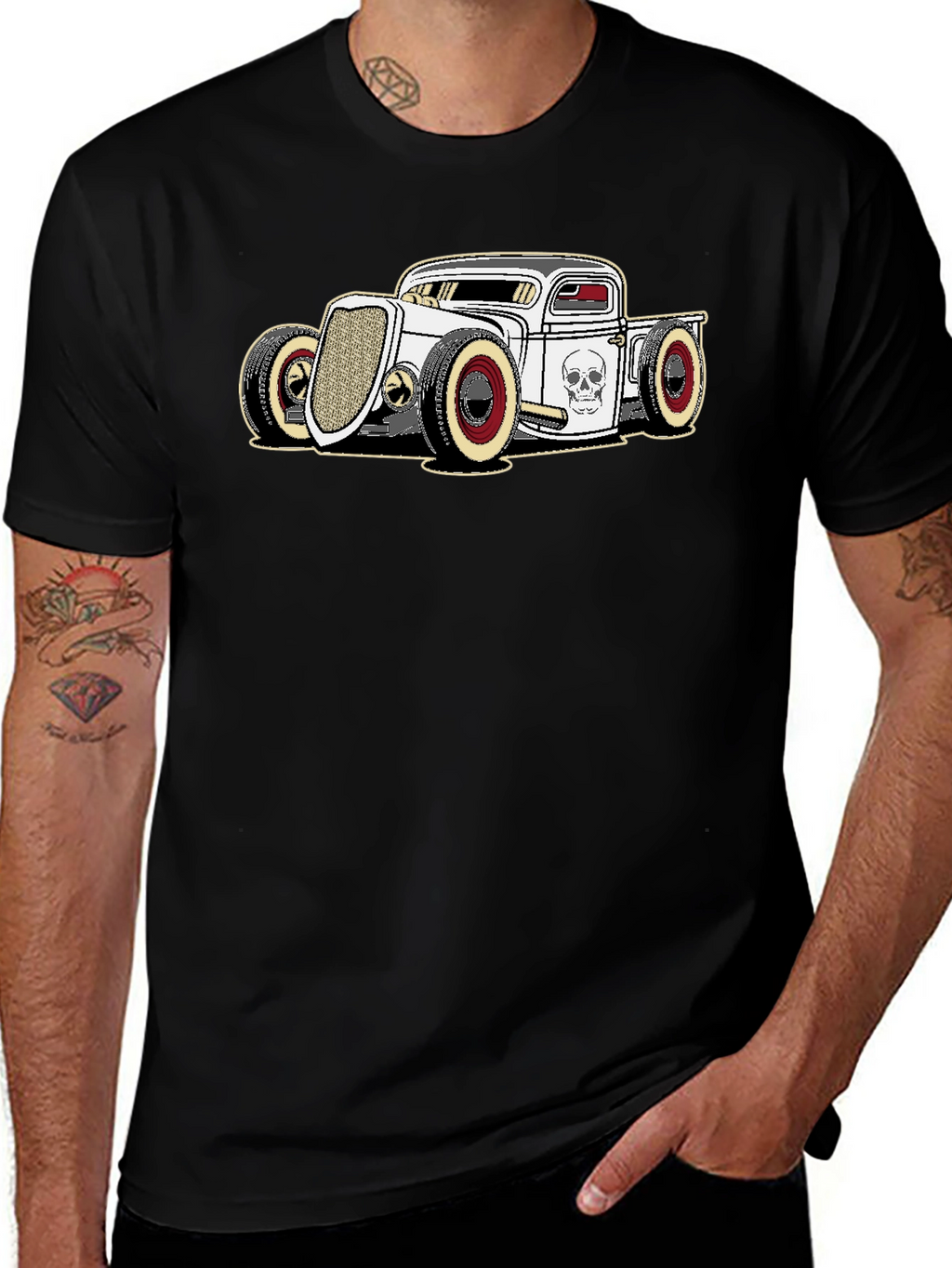 Hot Rod Graphic Tee - Skull Car T-Shirt