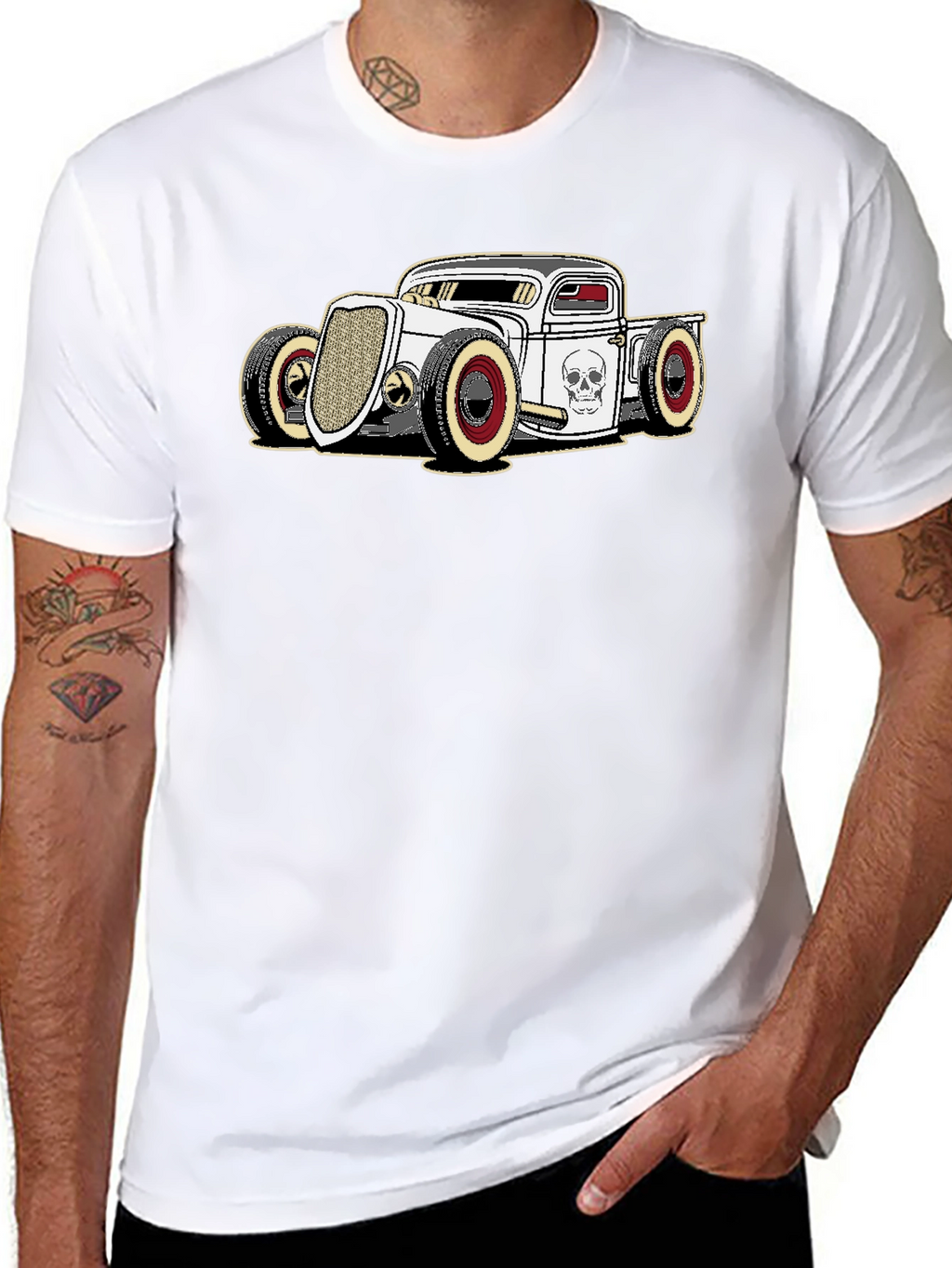 Hot Rod Graphic Tee - Skull Car T-Shirt
