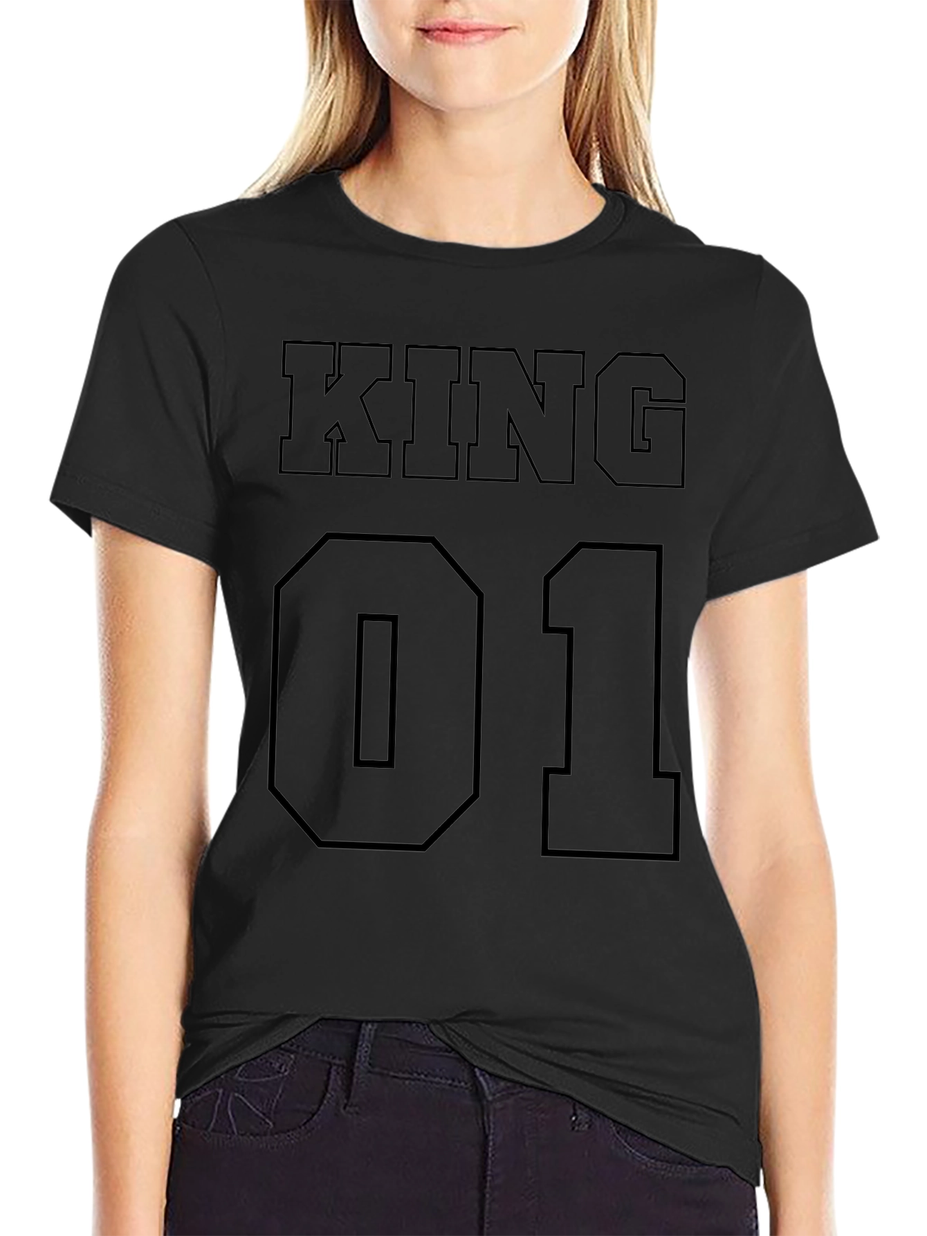 King 01 Graphic Print Black T-Shirt