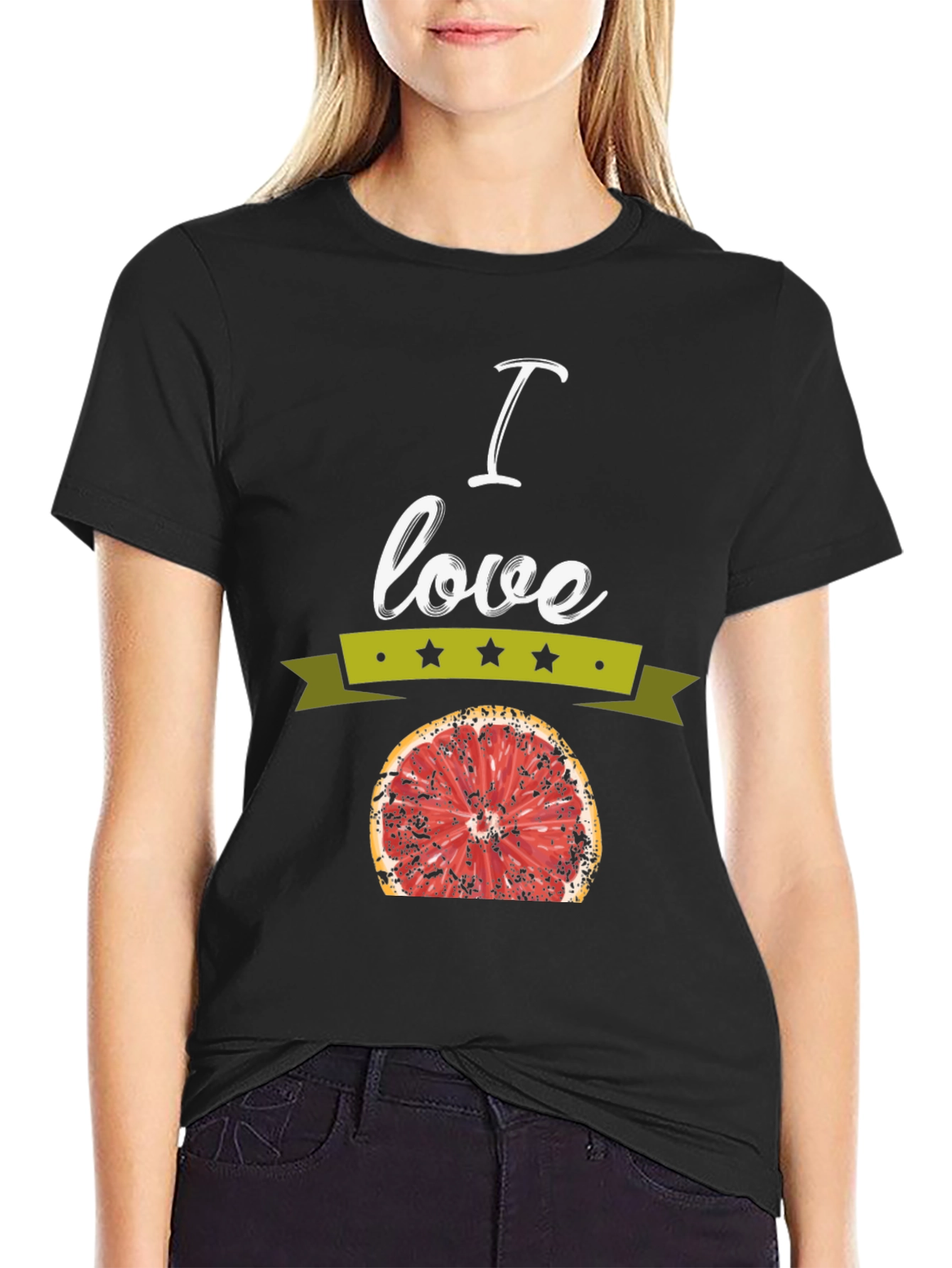 I Love Grapefruit Graphic Tee - Black Cotton T-Shirt
