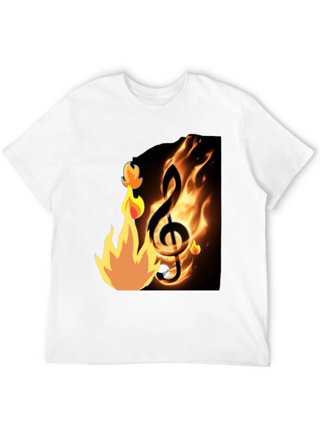 Flaming Treble Clef Black T-Shirt
