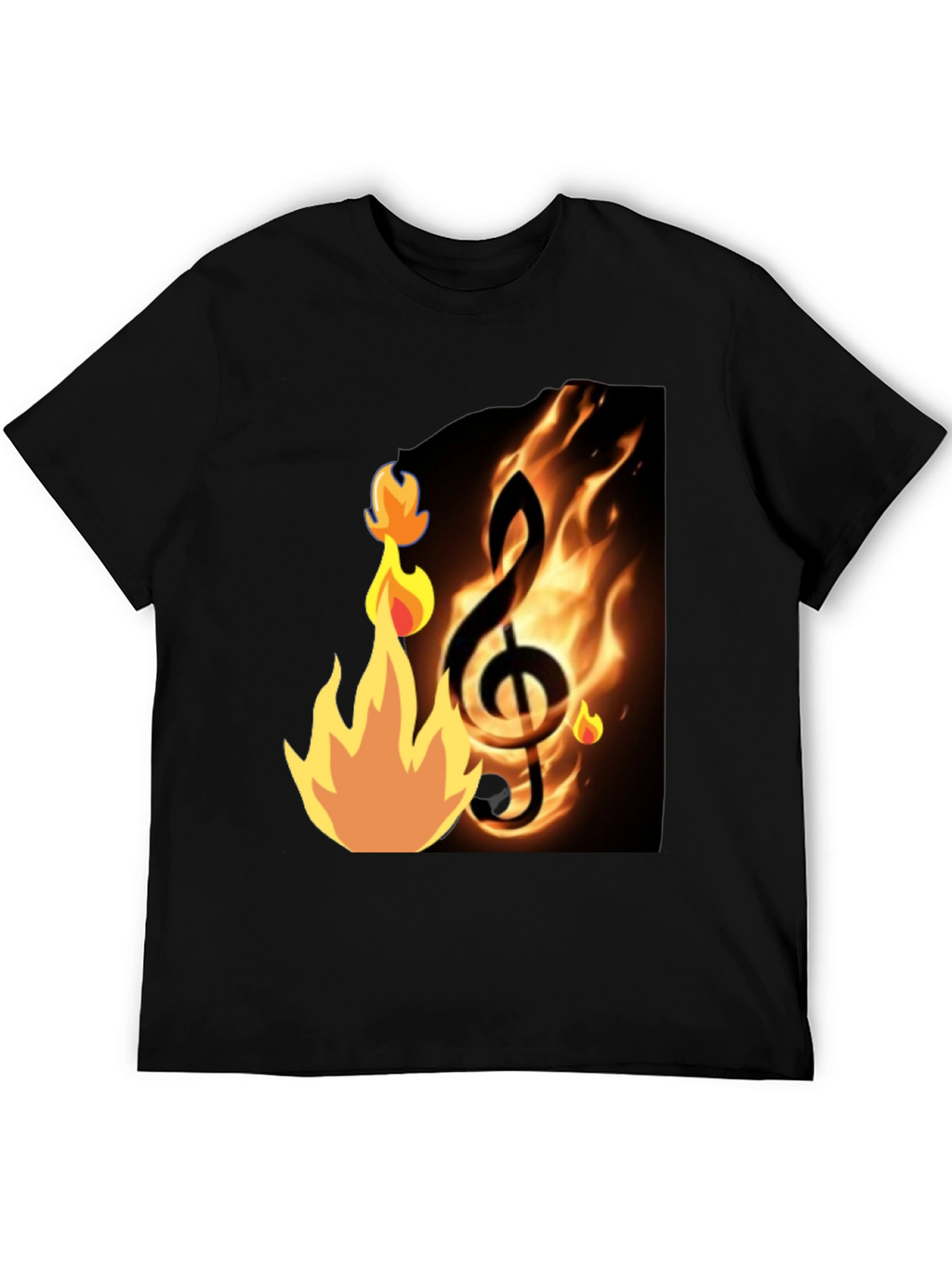 Flaming Treble Clef Black T-Shirt