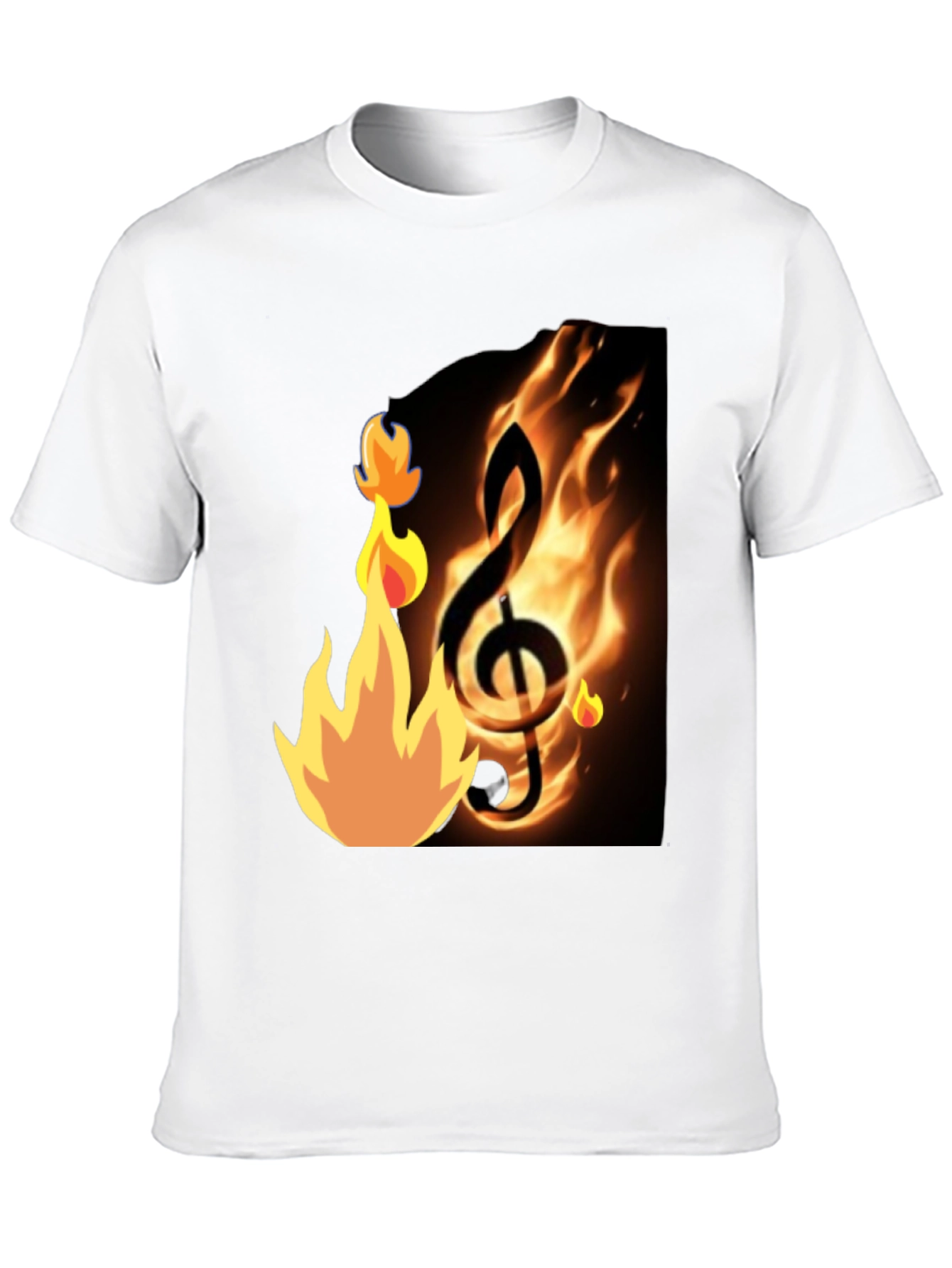 Flaming Treble Clef Black T-Shirt