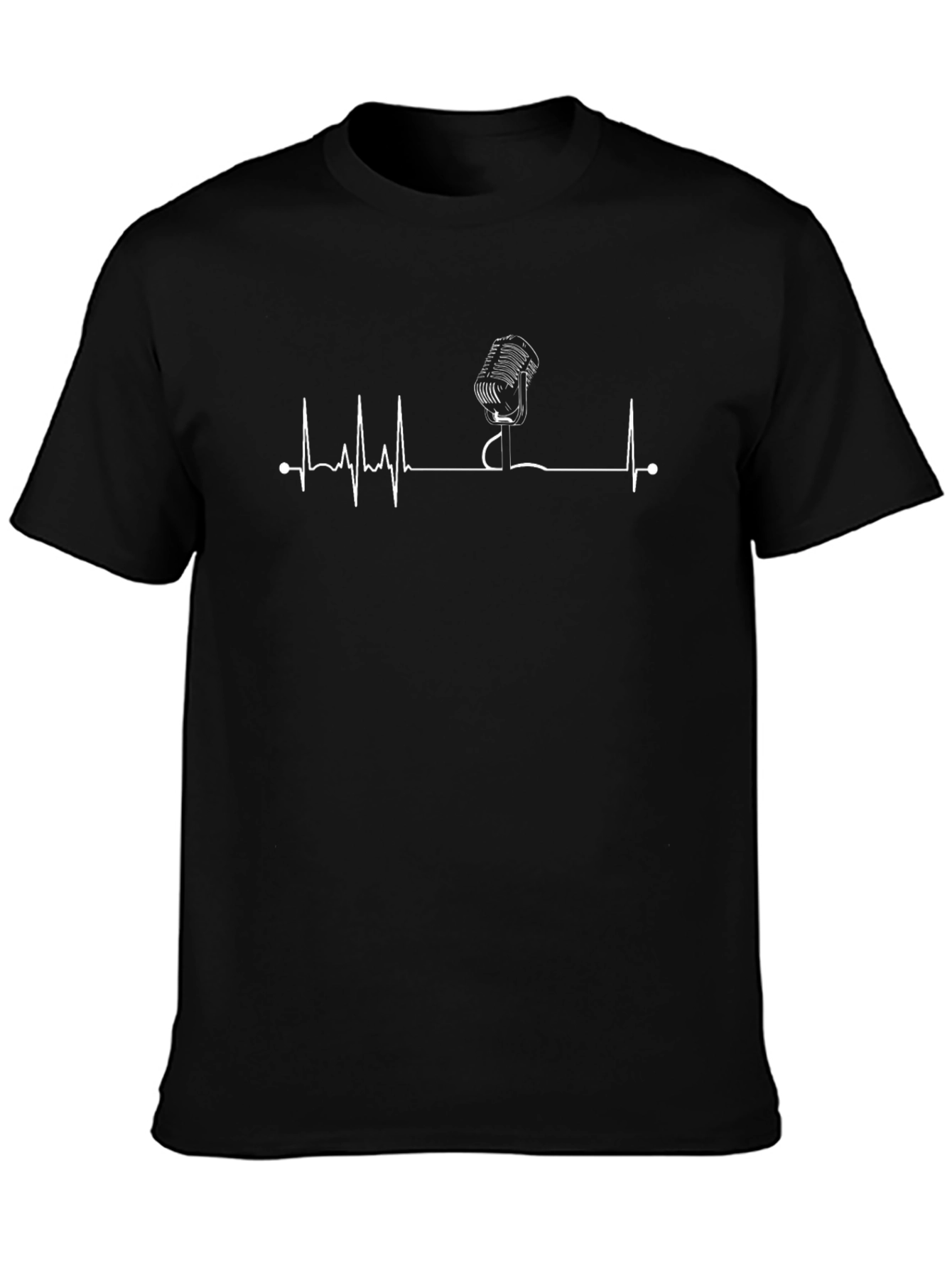Vintage Mic Heartbeat Black Graphic Tee