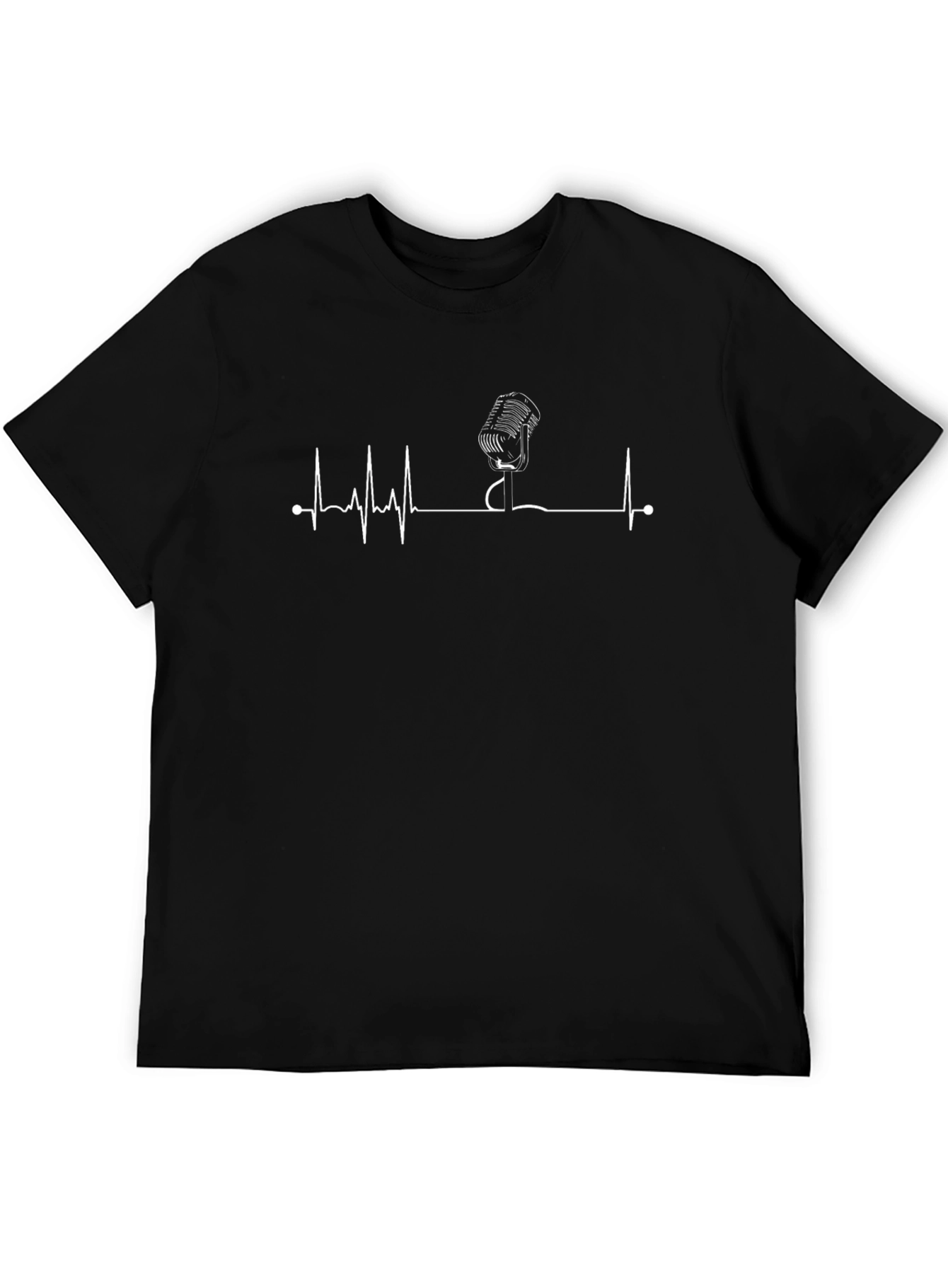 Vintage Mic Heartbeat Black Graphic Tee