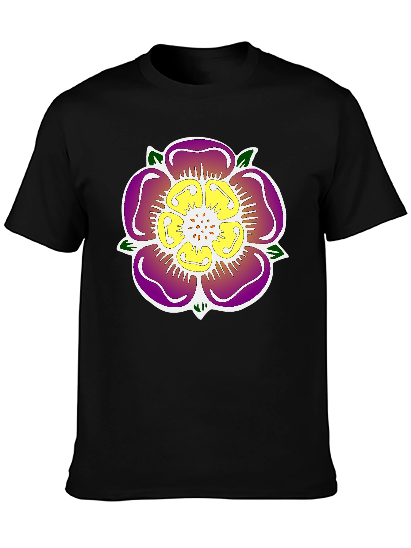 Floral Emblem Black T-Shirt