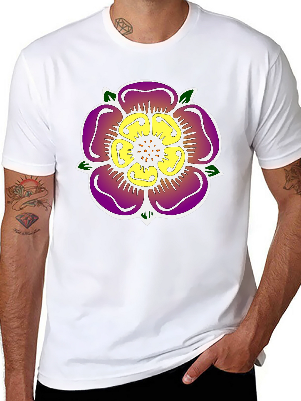 Floral Emblem Black T-Shirt