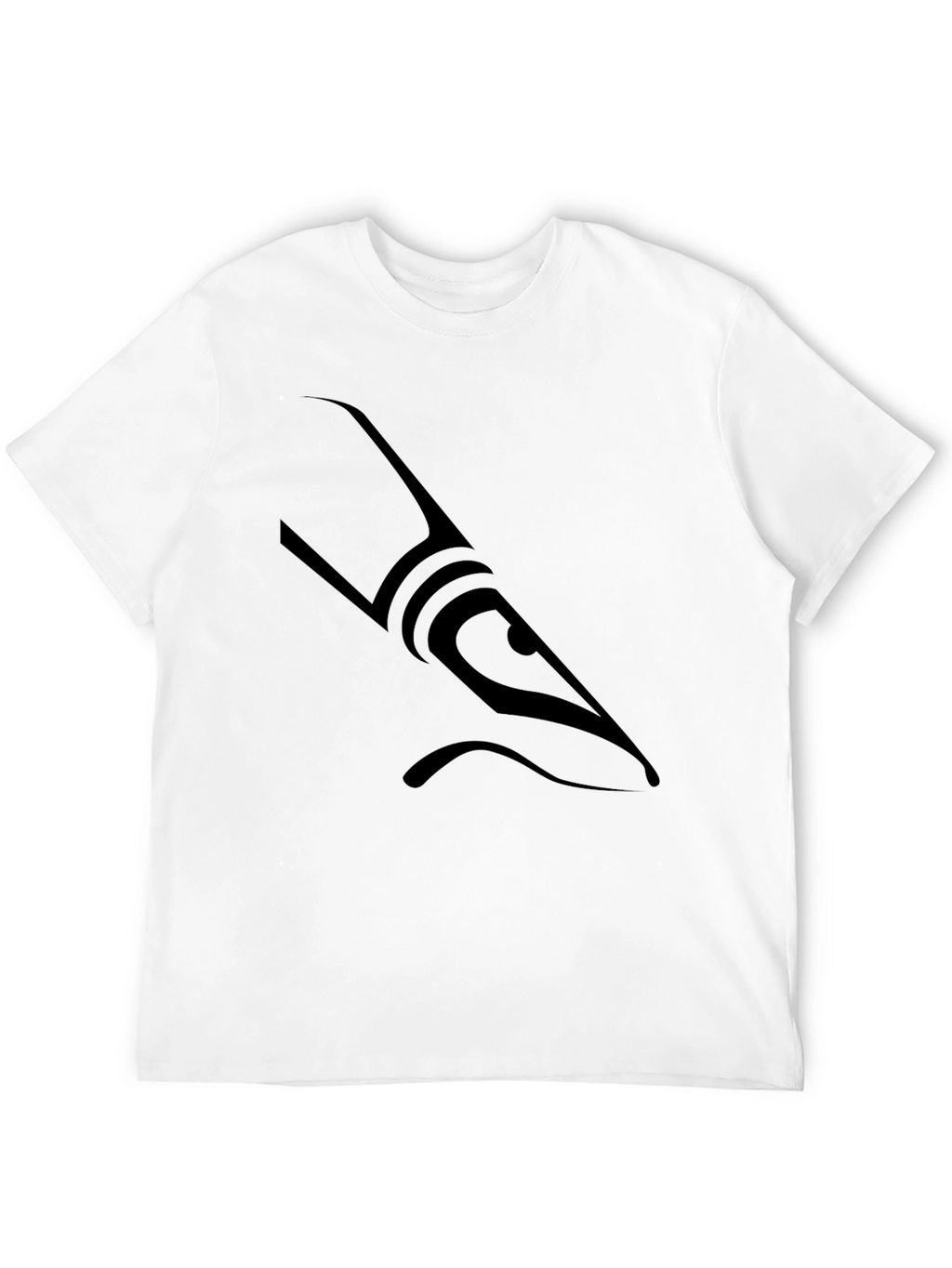 Mens Black Graphic Tee - Abstract Shark Design