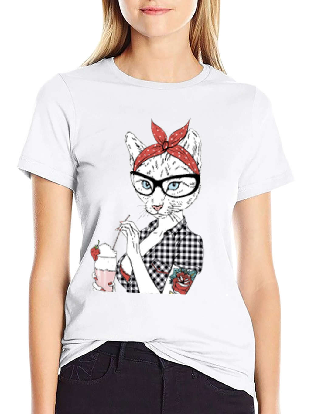 Retro Cat T-Shirt - Milkshake Design