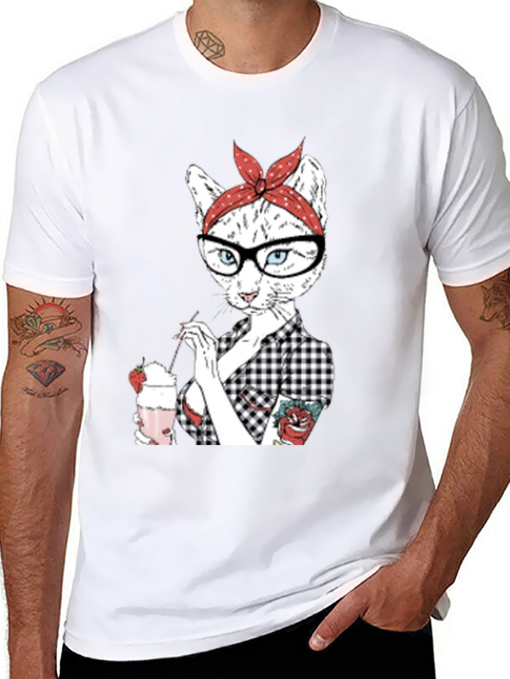 Retro Cat T-Shirt - Milkshake Design