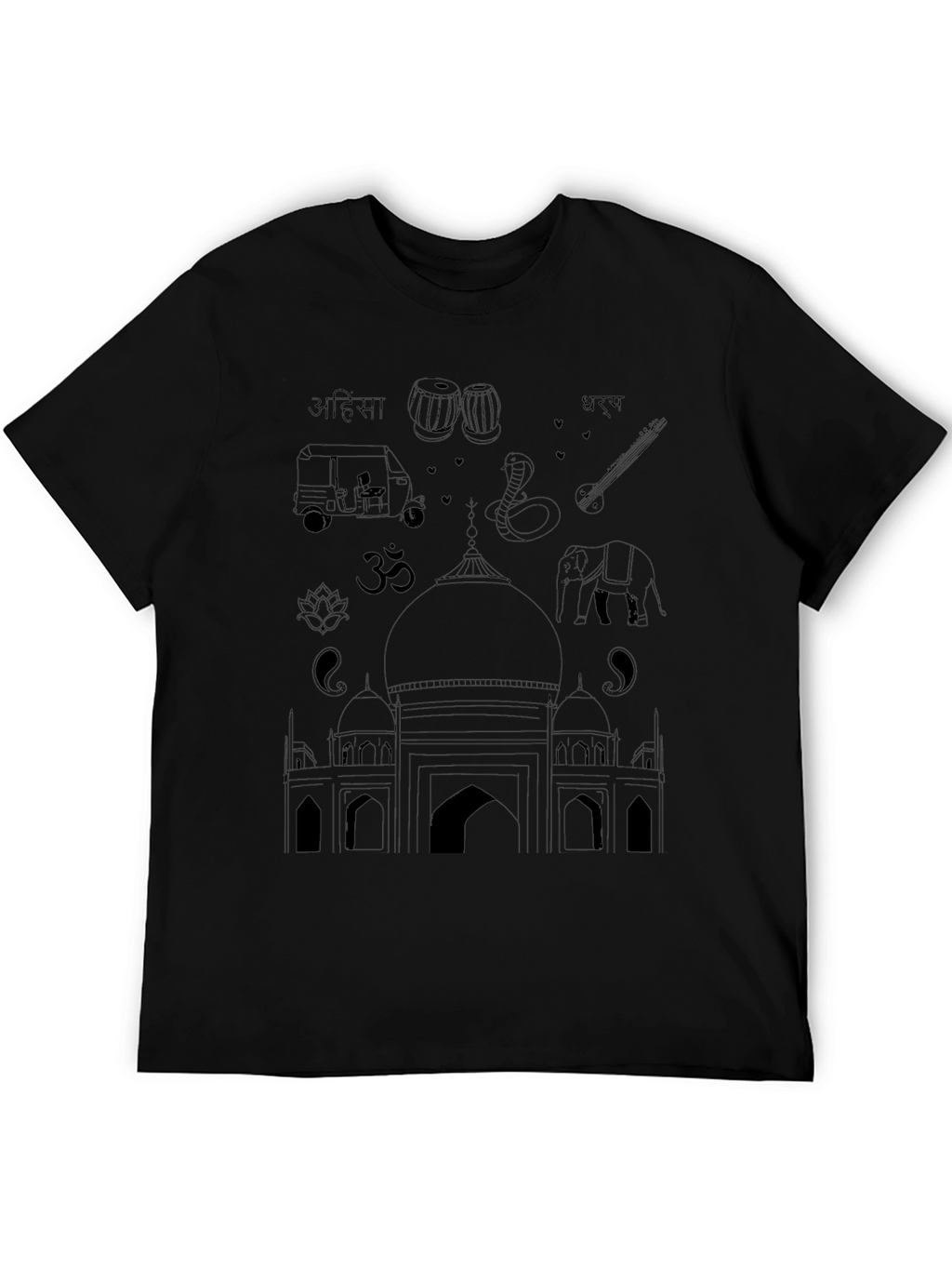 India Travel T-Shirt - Black Cotton Tee