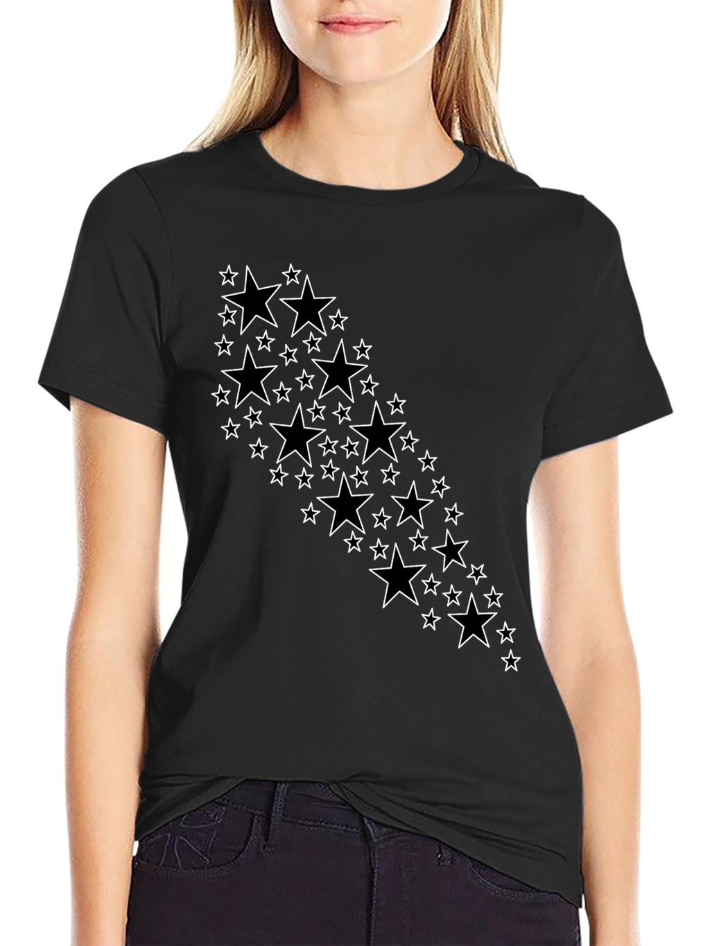 Stylish Black T-Shirt with Star Design