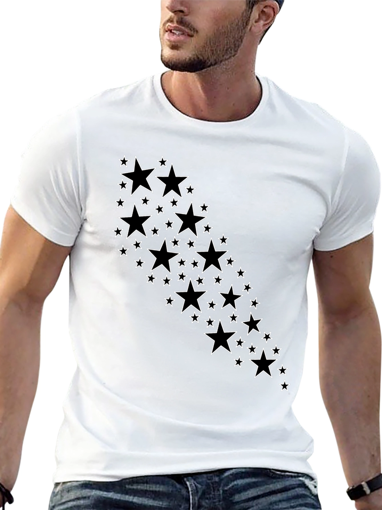 Stylish Black T-Shirt with Star Design