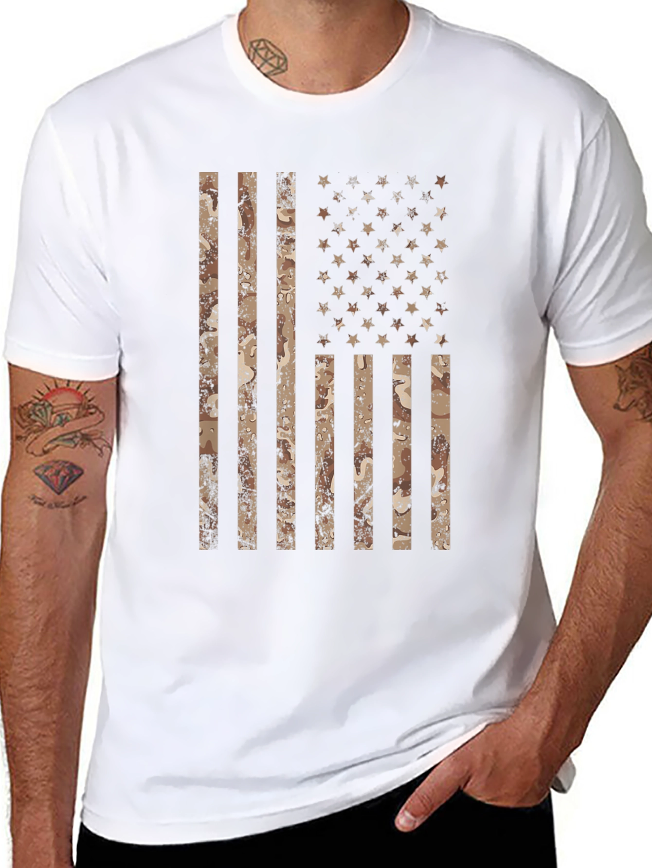 Camouflage American Flag Graphic T-Shirt