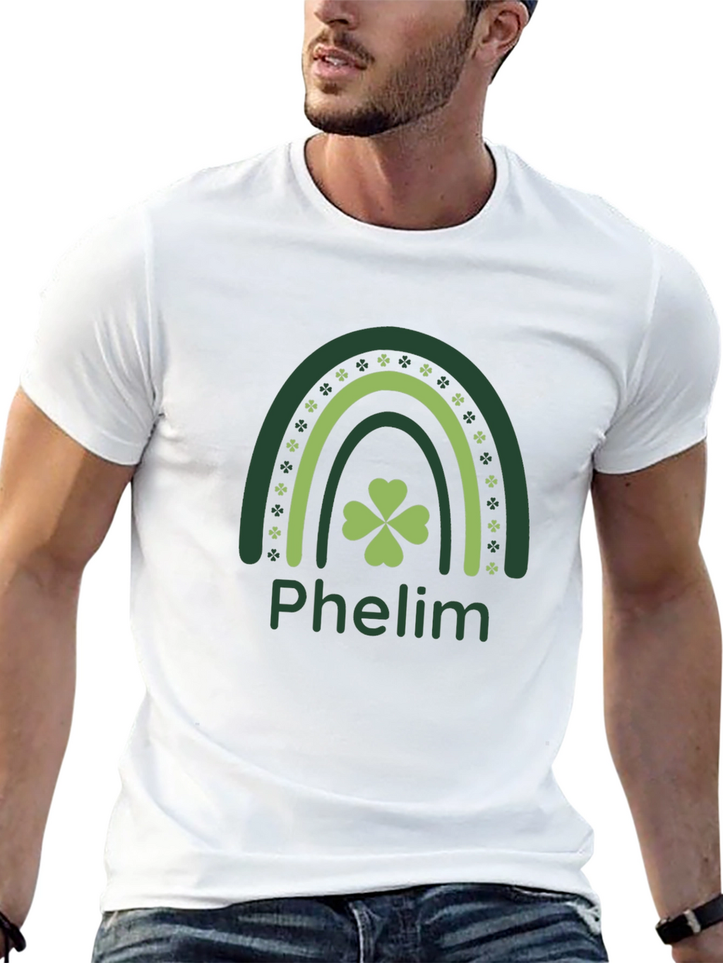 St. Patricks Day Phelm Rainbow Clover T-Shirt