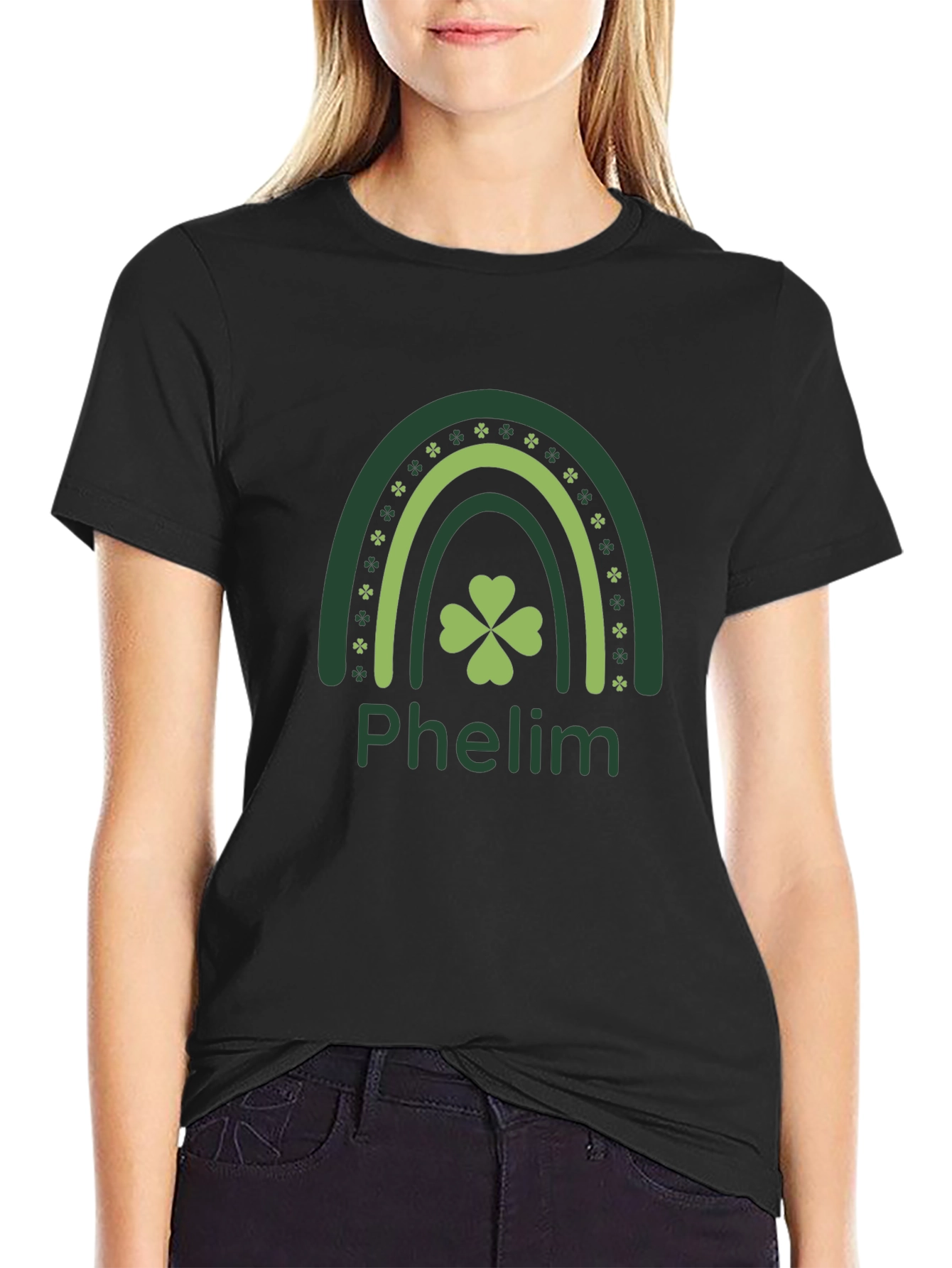 St. Patricks Day Phelm Rainbow Clover T-Shirt