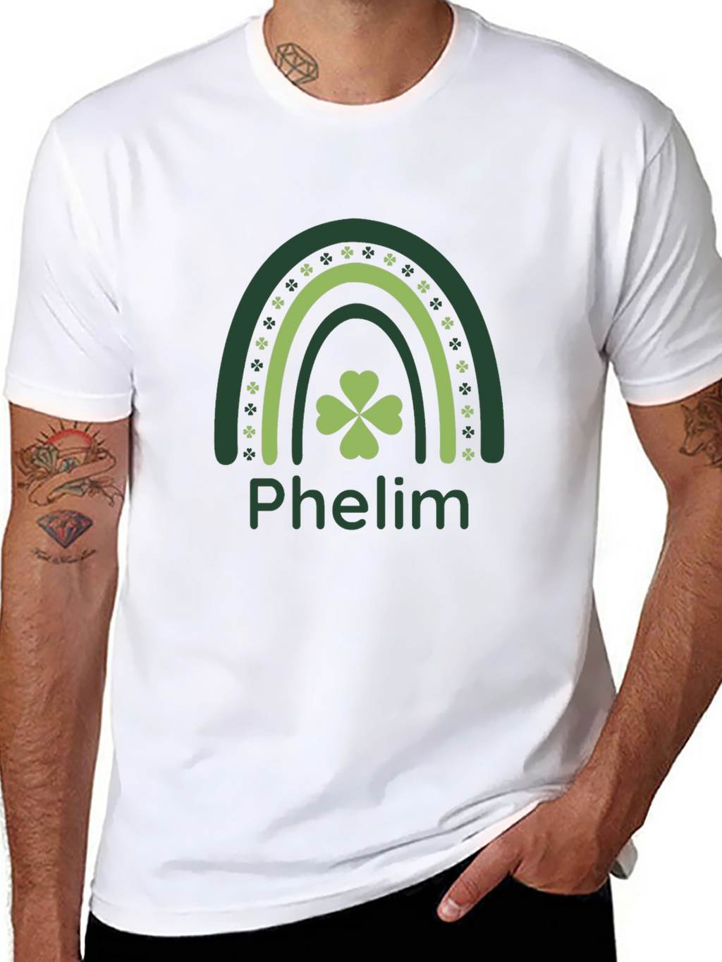 St. Patricks Day Phelm Rainbow Clover T-Shirt