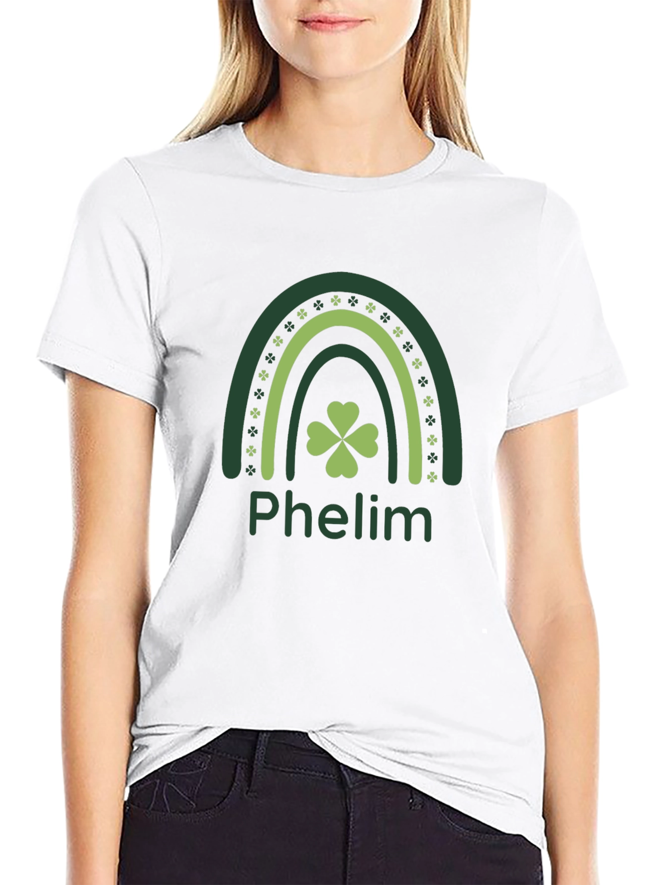 St. Patricks Day Phelm Rainbow Clover T-Shirt